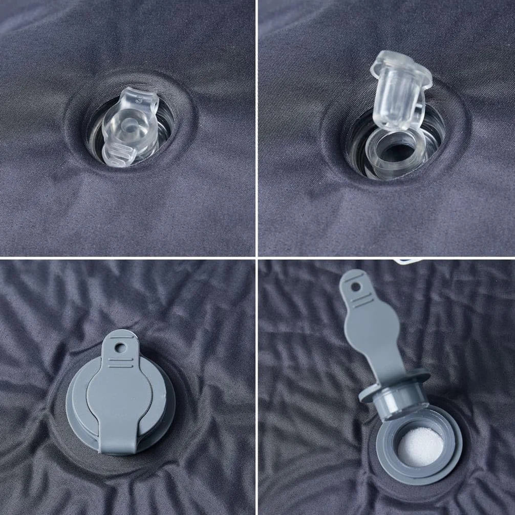Colchoneta autoinflable con cojín gris para senderismo, playa, viaje, tienda de campaña