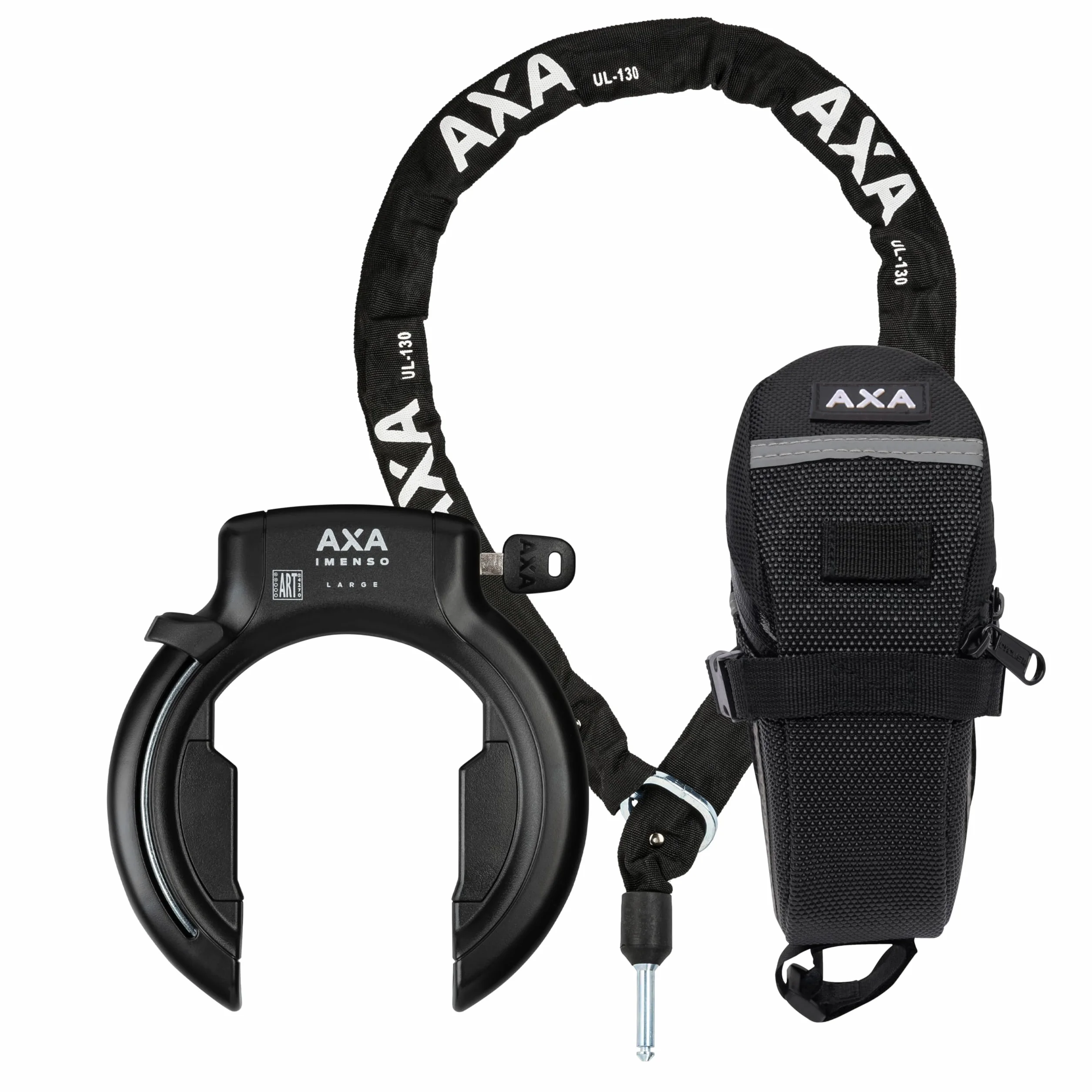 AXA Set Imenso L + ULC 130 + bolsa de transporte – Juego de cerradura de marco con cadena y bolsa – Alta seguridad