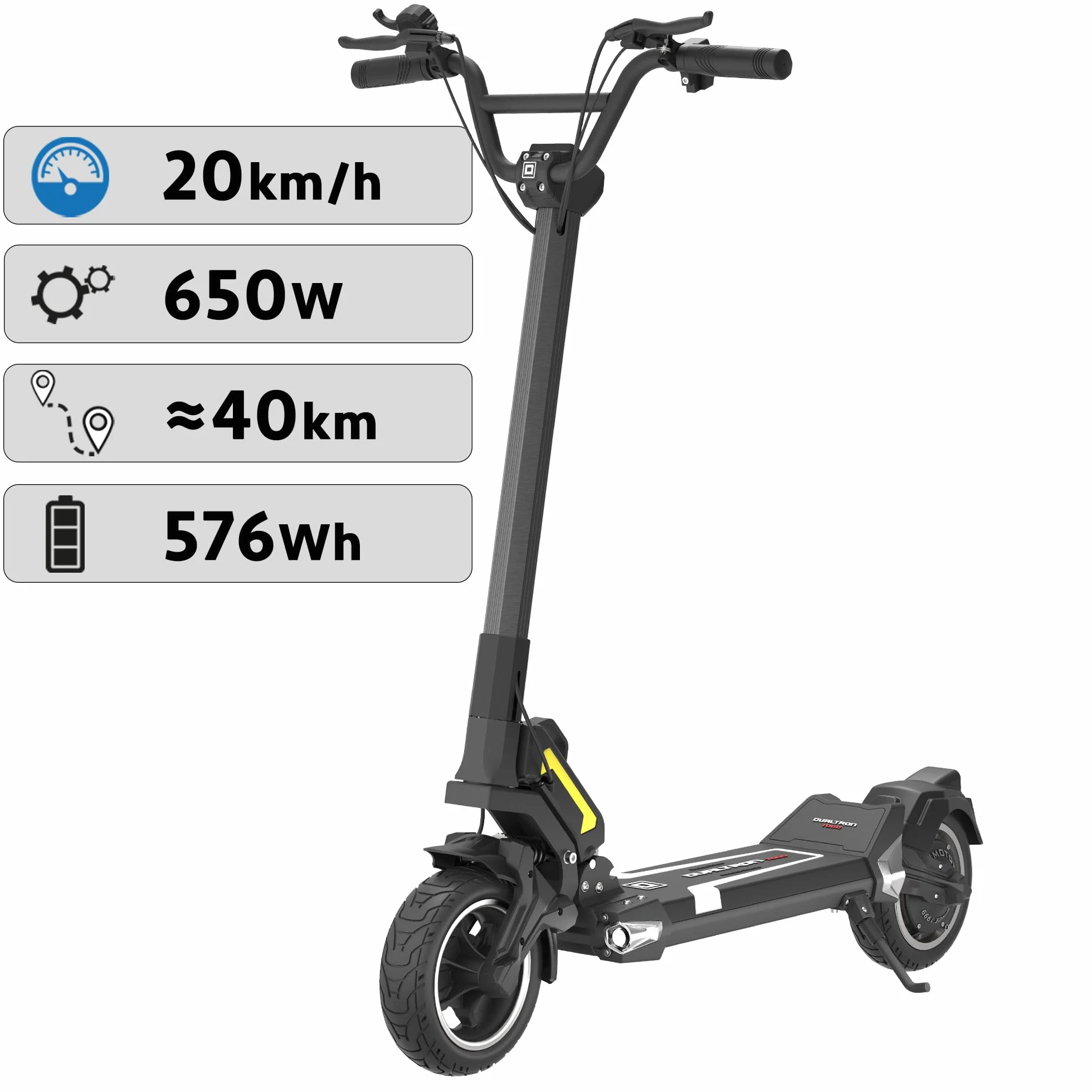 DUALTRON Patinete Eléctrico Adulto Togo 48V 12Ah Motor 650W Autonomía 40km 25km/h Negro