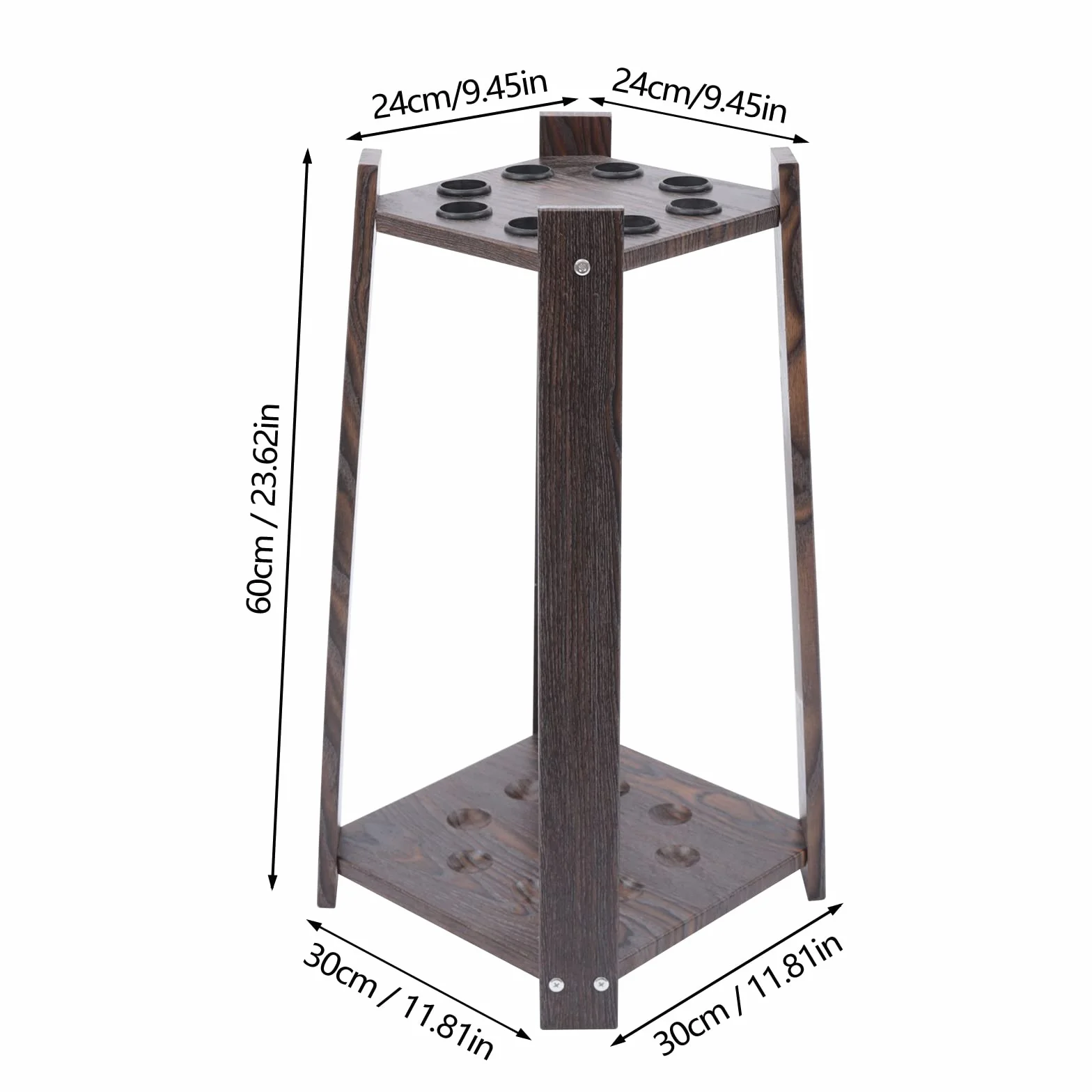 Soporte para Tacos de Billar de Pie con 8 Huecos Organizador de Madera Maciza Multifuncional