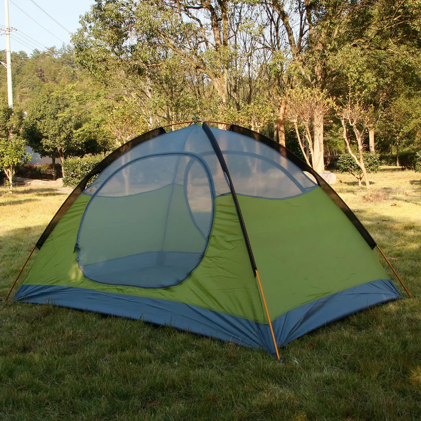 Tienda de Senderismo Ligera a Prueba de Viento para 3-4 Estaciones 2 3 Personas Tienda Familiar 2 Puertas Doble Capa con Varillas de Aluminio para Camping, Familia, Playa, Caza, Senderismo, Viaje