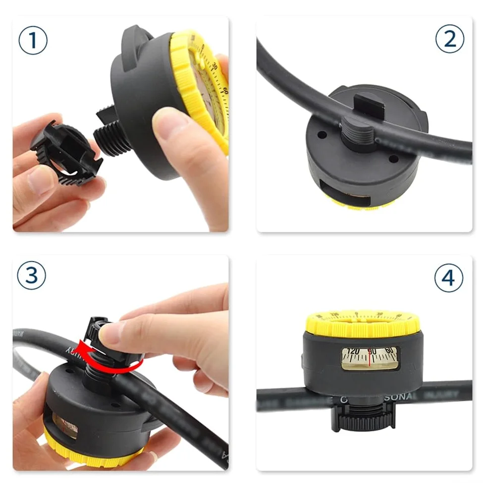Brújula de buceo magnética fuerte de 50 m, brújula de buceo, abrazadera de tubo, brújula luminosa subacuática con soporte de clip de ventana lateral de aguja