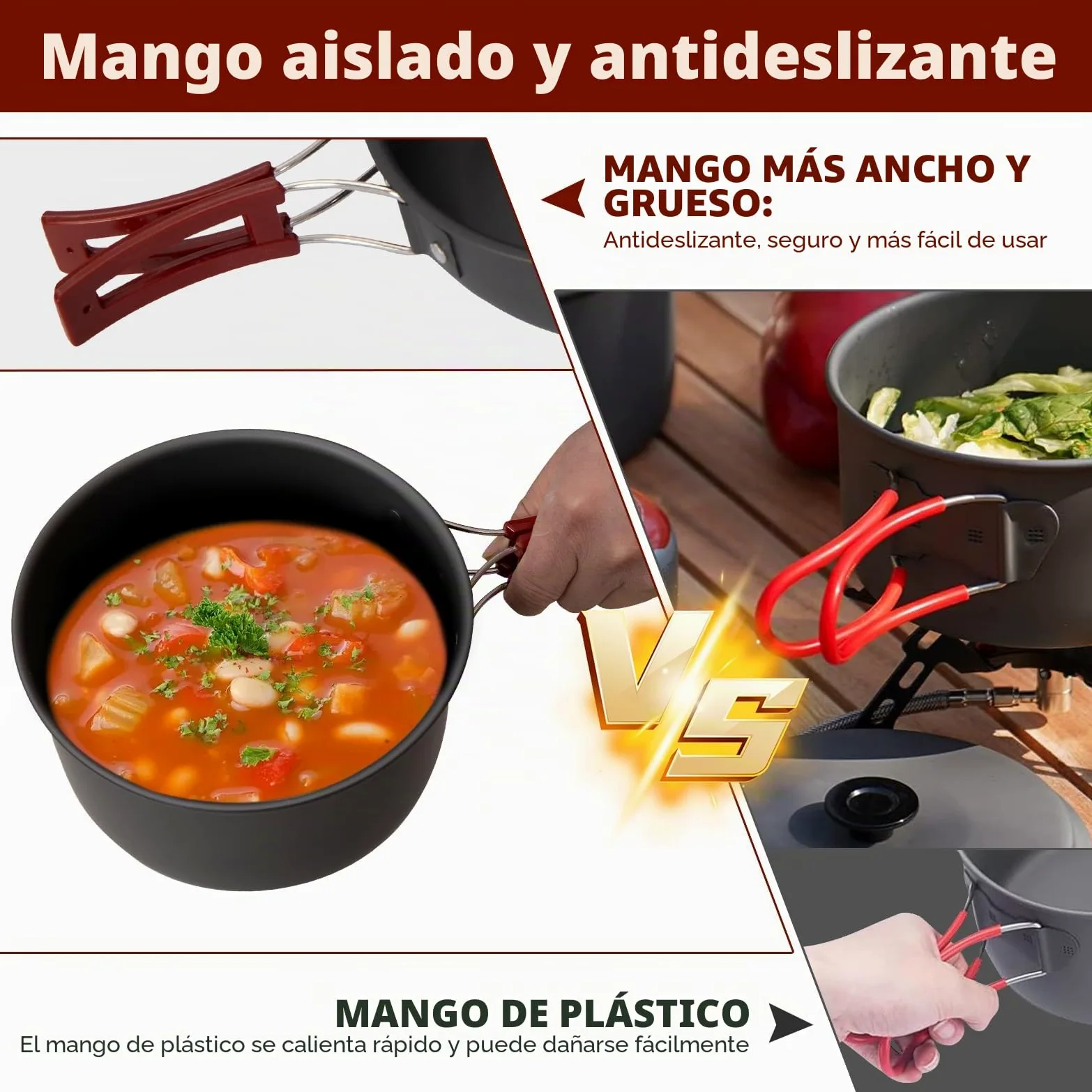Bulin Set de Cocina Camping, ollas de Aluminio, Set de Cocina Ligero con Cubiertos Plegables y hervidor, Utensilios de Camping para 1–2–4–6 Personas, Ideal para Camping, Exterior y Picnic