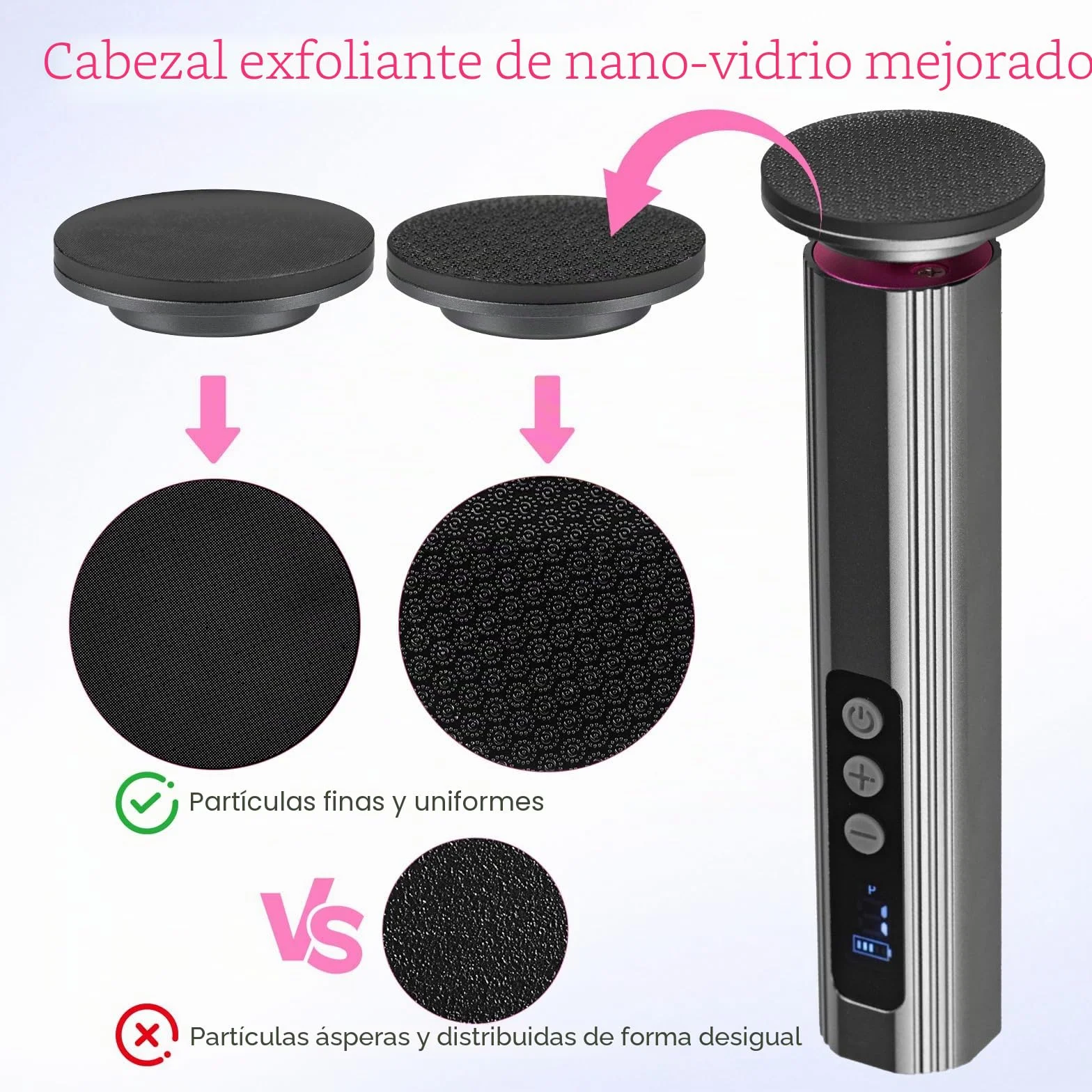 Lima Electrica Pies Durezas Inalambrica 2600mAh 9 Velocidades Ajustables Maquina Quita Callos Pies 2 Placa Pulido Vidrio Nano Gris