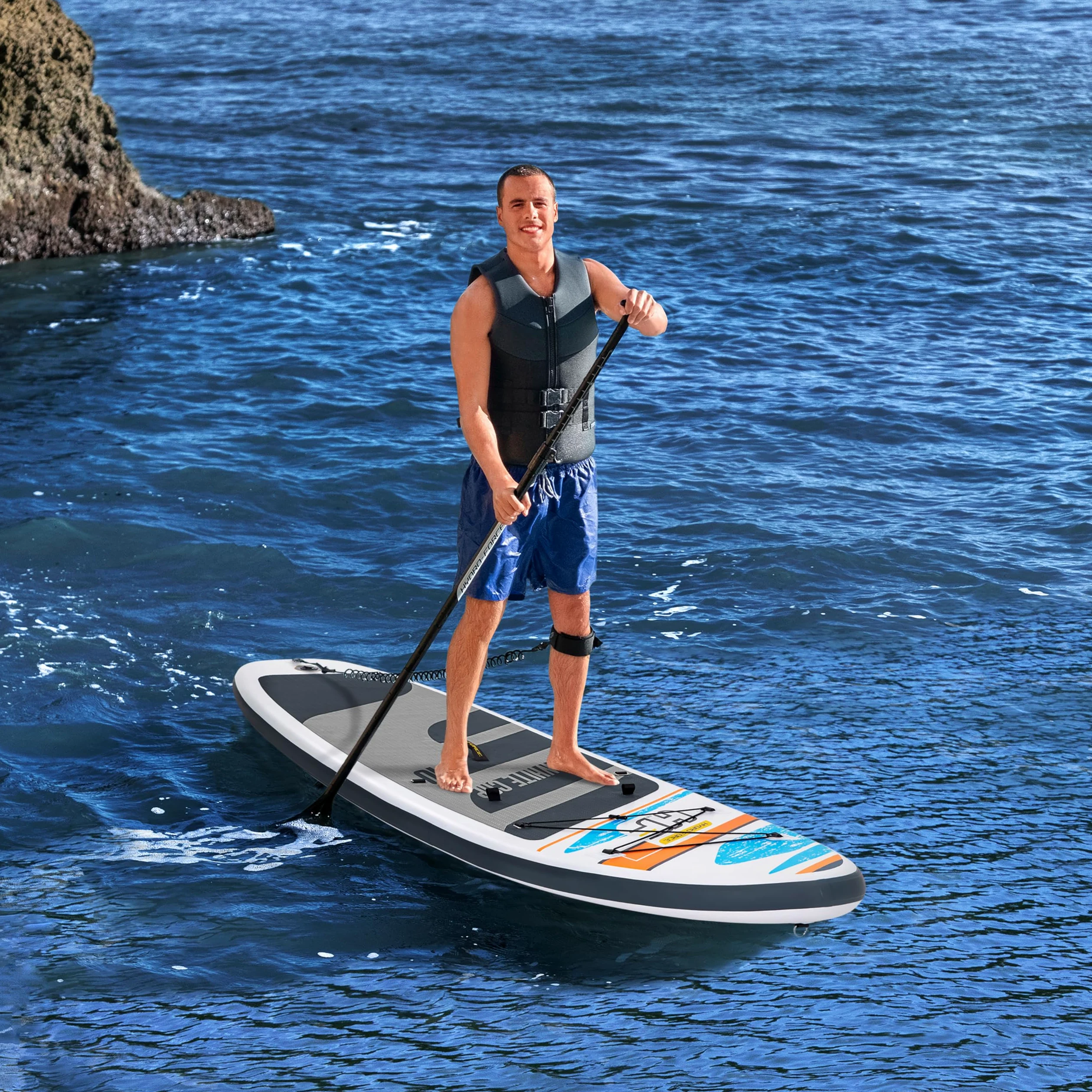 BESTWAY Paddle Kayak gonflable et transformable, Hydro-Force White Cap - 305 x 84 x 12 cm
