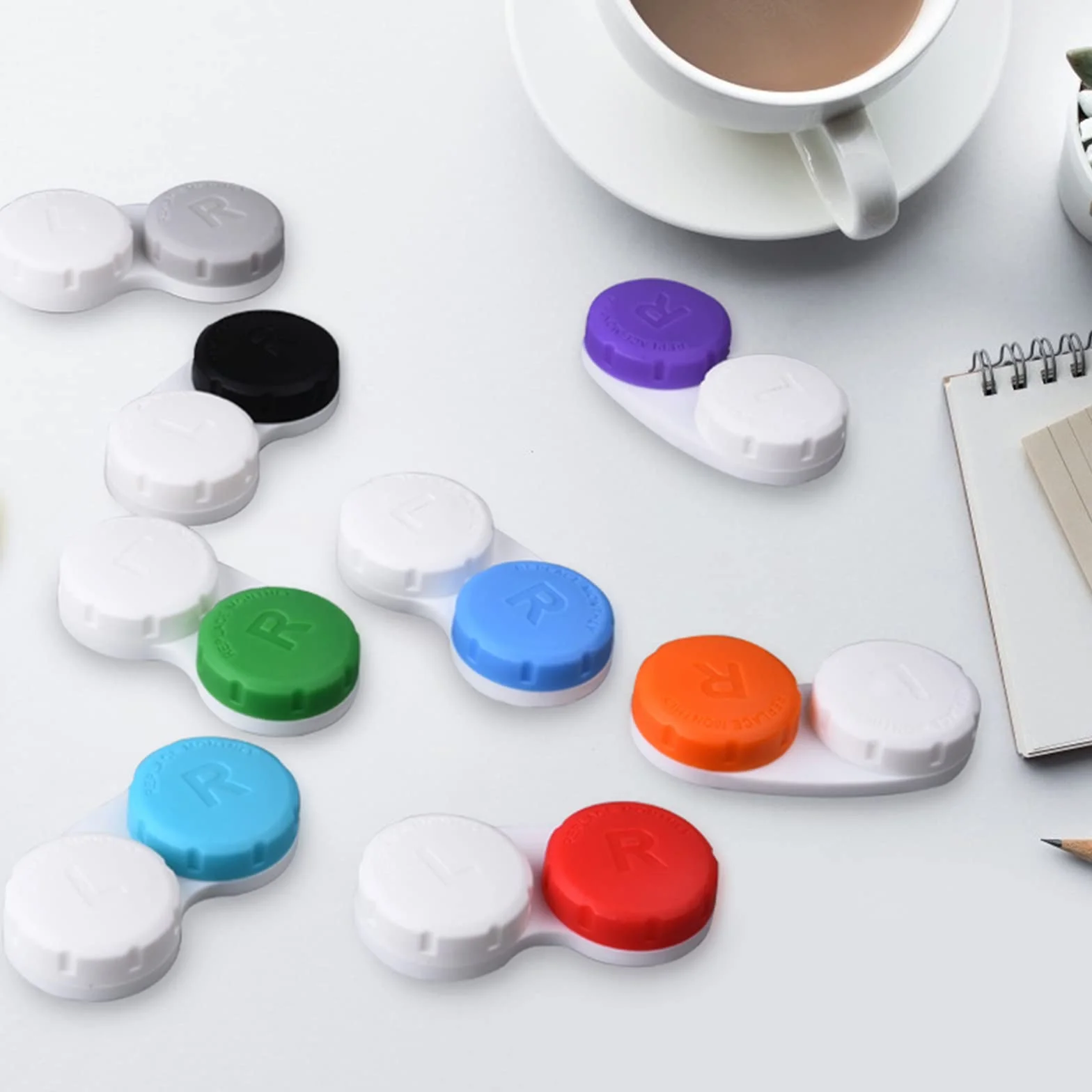 Funda para lentes de contacto a prueba de fugas, kit de inmersión con tapa de rosca, 12 colores, Viajes