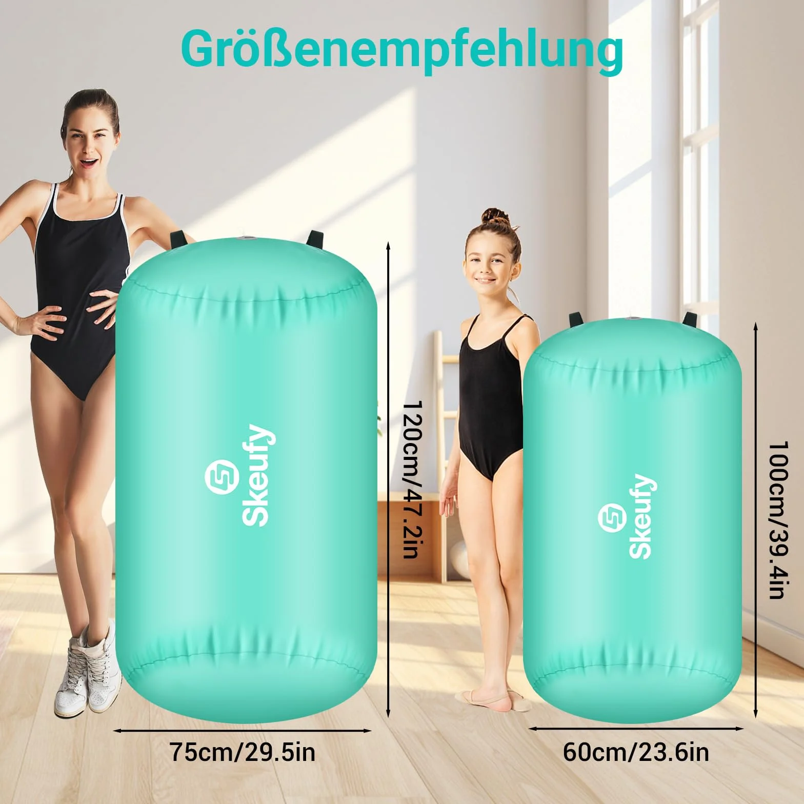 Skeufy Air Matte Track, Inflable Yoga Air Matte Roll con Bomba Eléctrica, Rodillo de Aire Airroll Air Roller Esterilla de Gimnasia