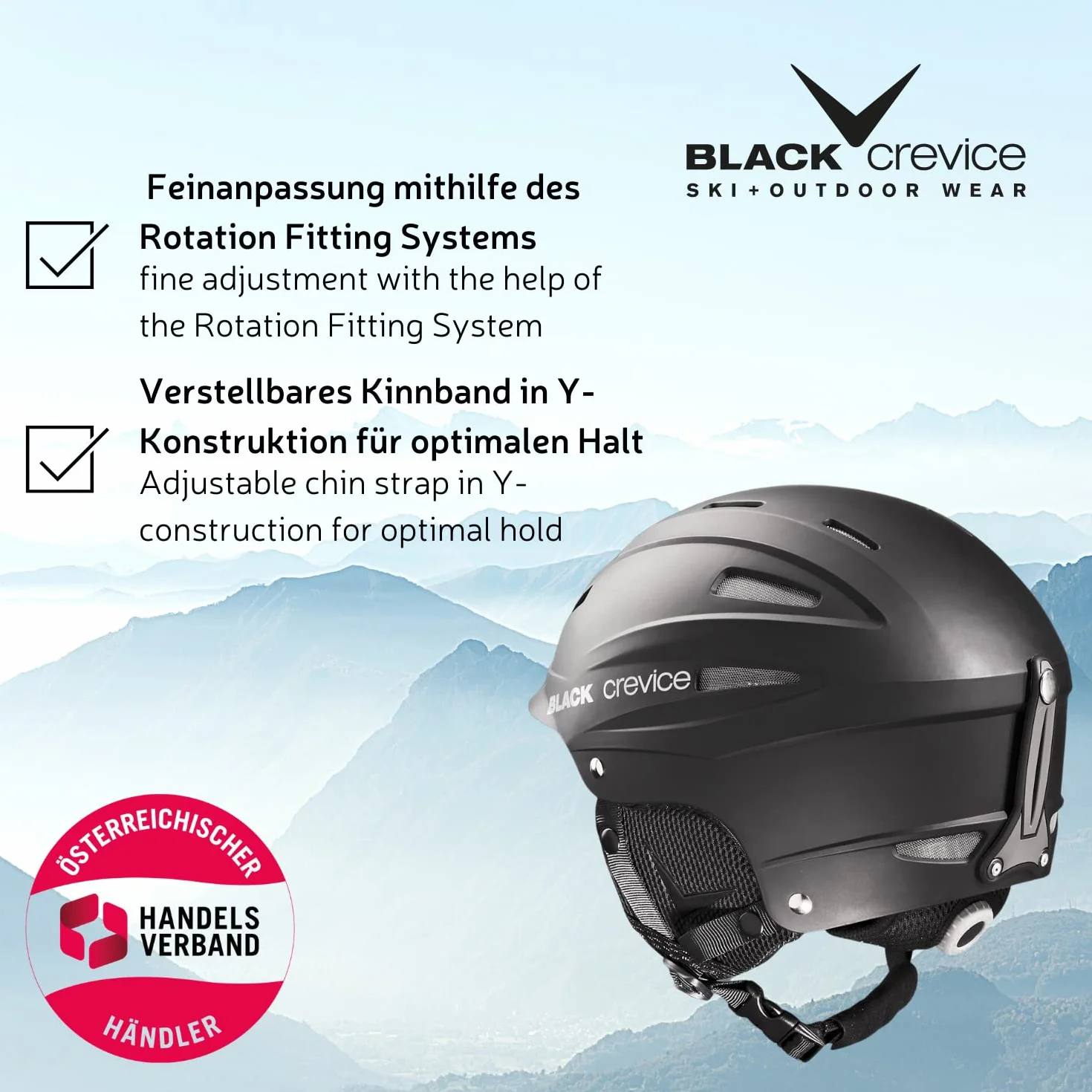 BLACK CREVICE Ischgl Casco de esquí Prueba de Golpes Transpirable Tamaño Ajustable
