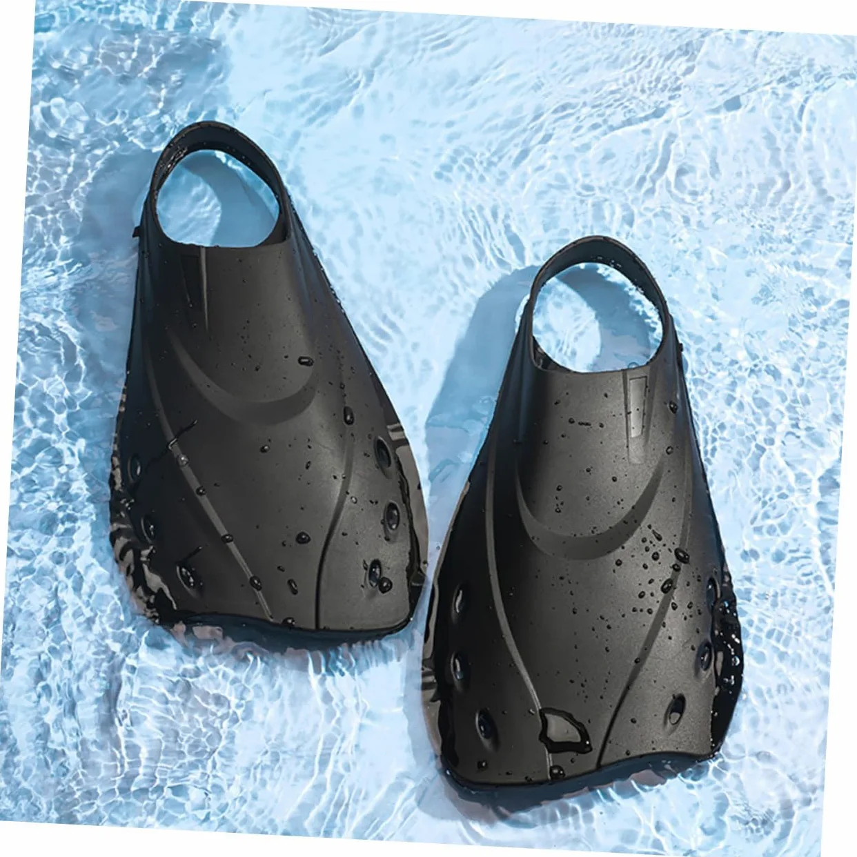 Cabilock Aletas Cortas Ajustables para Natación y Buceo Diseño Ergonómico con Suavidad Moderada para Entrenamiento y Snorkel para Hombre y Mujer Negro