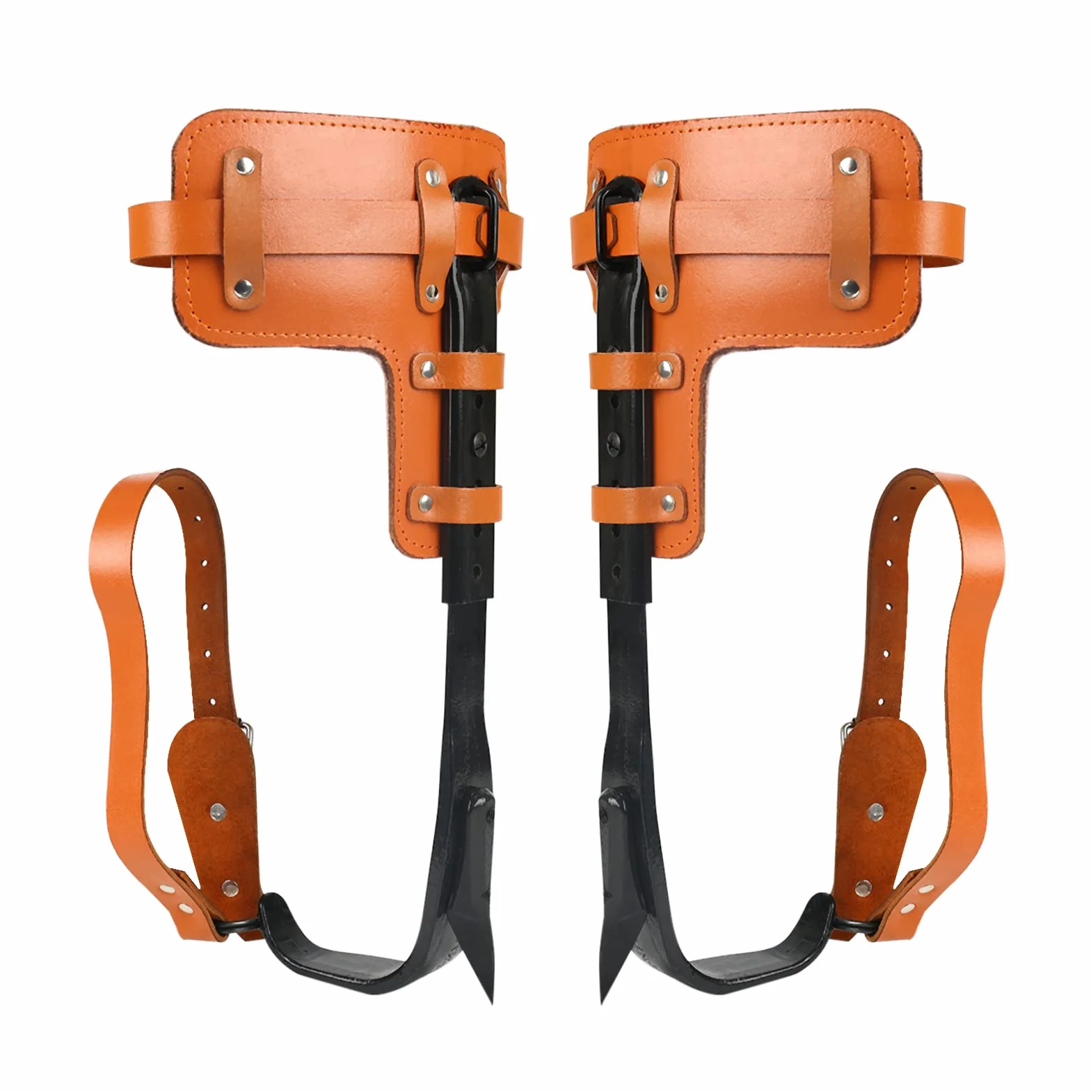 Equipo de escalada de árboles, crampones, altura ajustable y con correa de piel de vacuno, crampones de árbol, artefacto antideslizante para acampar en el bosque, recolección de frutas
