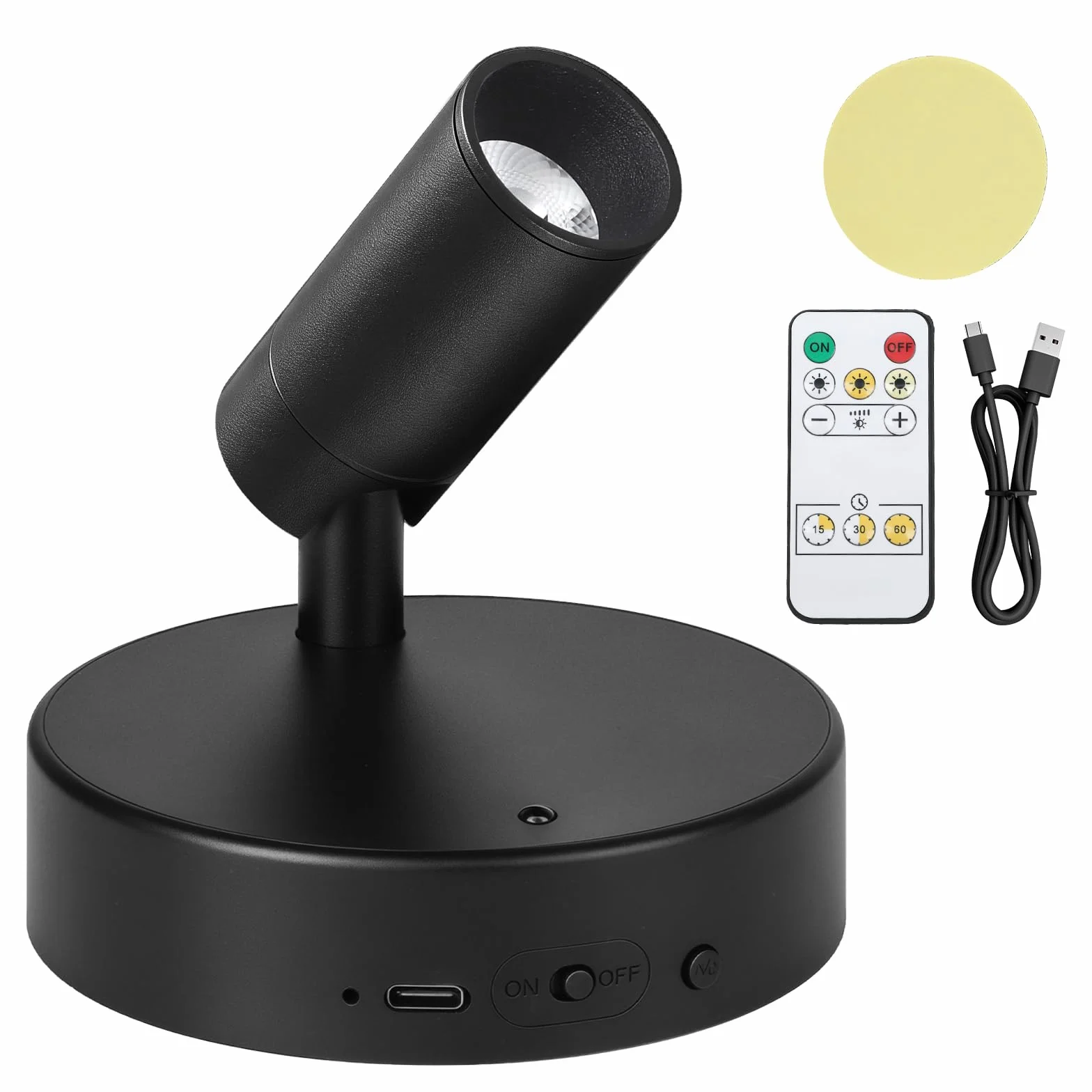 Ketom Aplique Pared LED Recargable Regulable, 3 Temperaturas de Color, Control Remoto, Giratorio, Negro