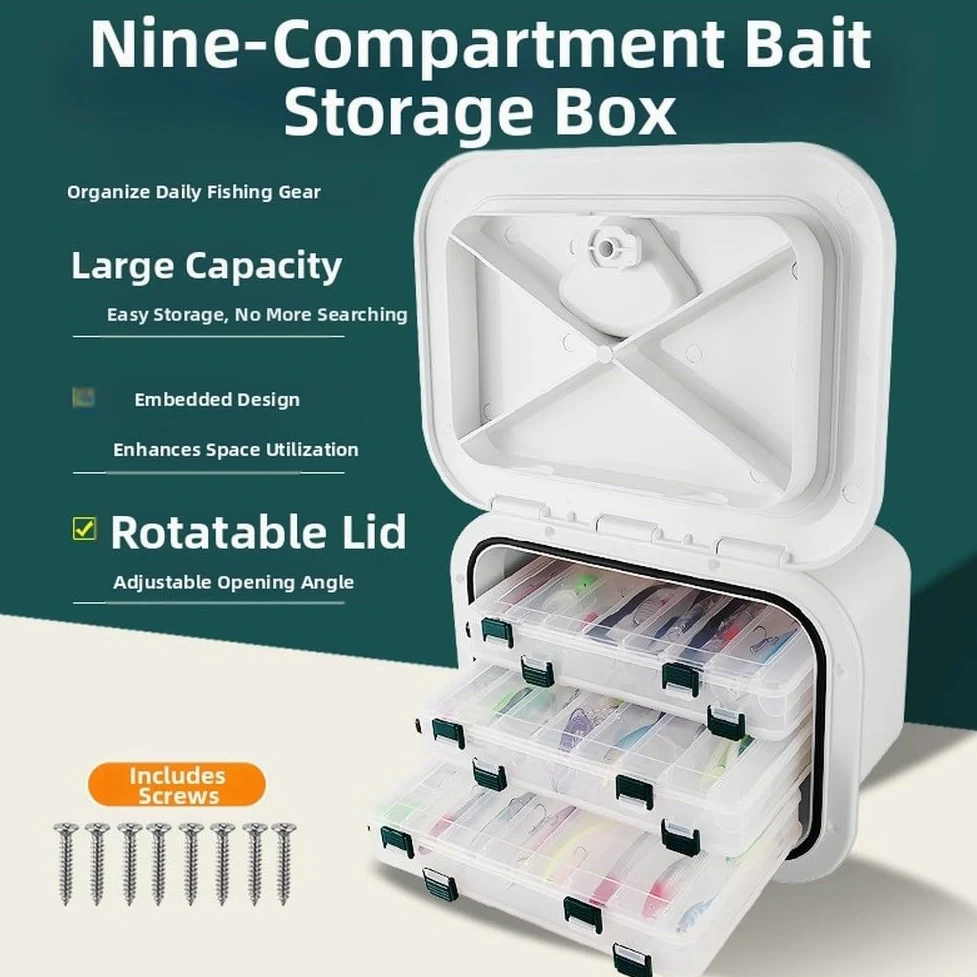 Caja de almacenamiento marina con tapa de rotación de 270 grados, escotilla de cubierta ABS para yate y barco, organizador de cebo y aparejos personalizable, blanco o negro