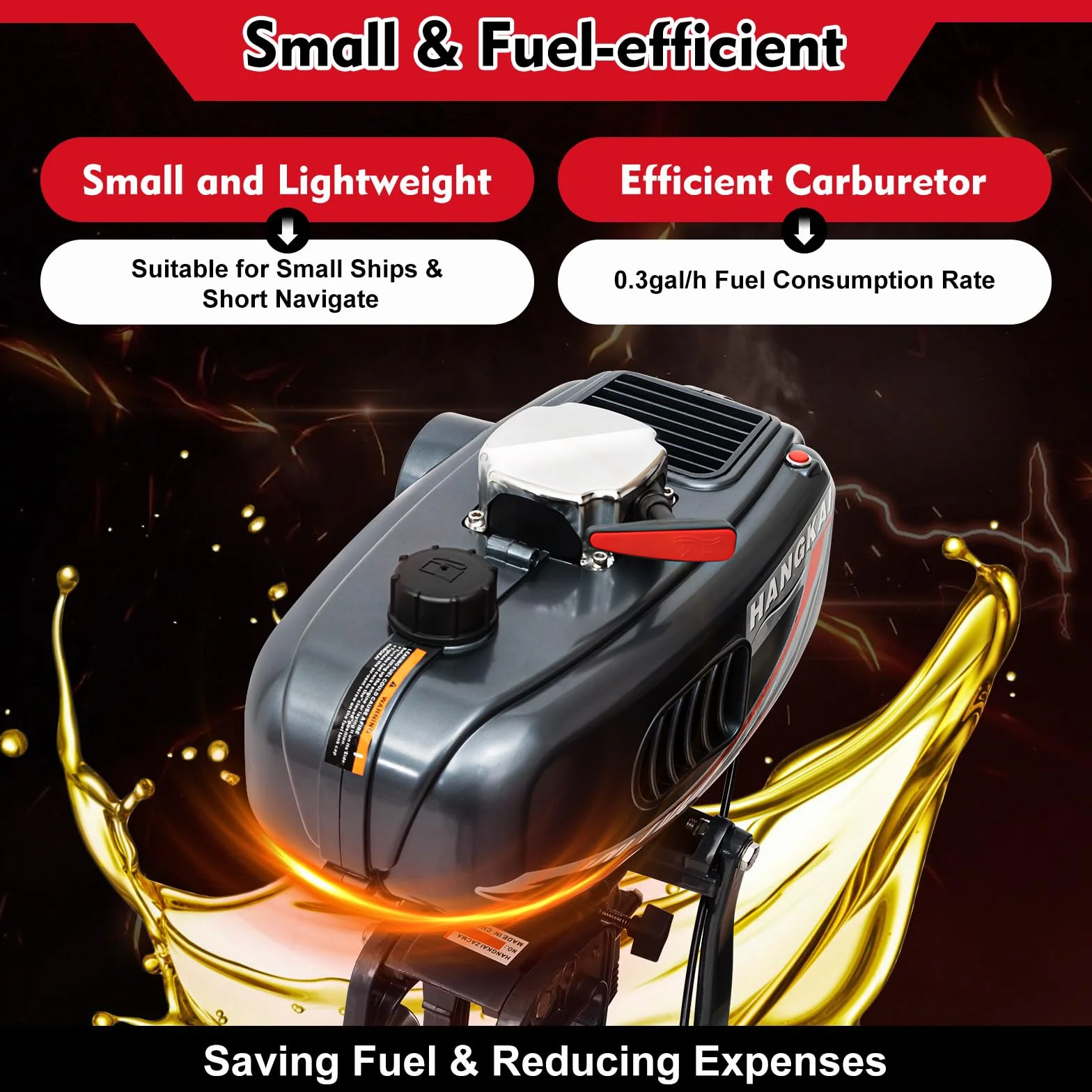 Motor fueraborda, motor inflable de 2 tiempos, 3,5 CV, motor de barco pesado, 2,5 kW, 5000 rpm, refrigerado por media sangre/refrigerado por agua, motores de gasolina para barcos, CDI, adecuado para