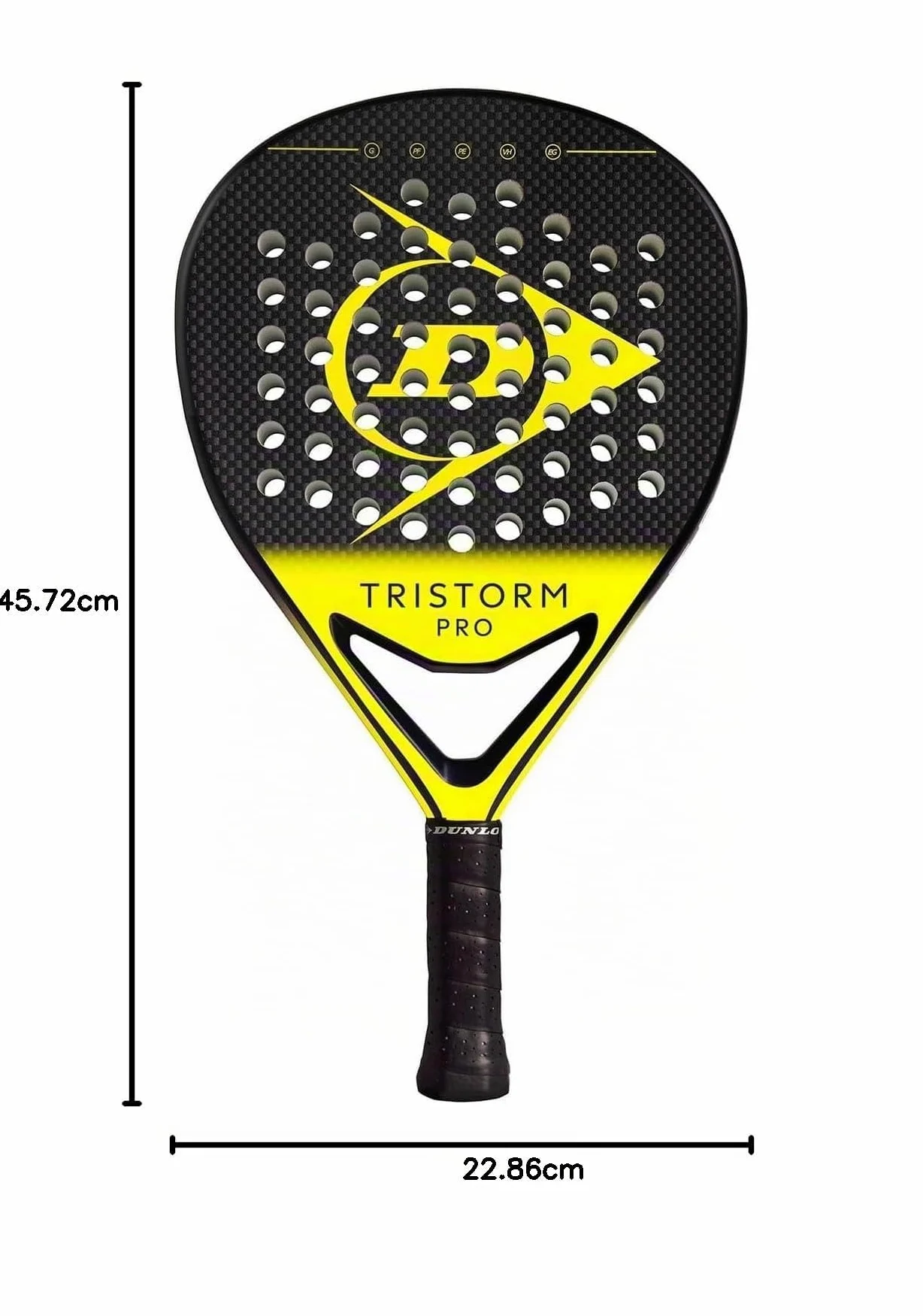 DUNLOP Tristorm Pala de Pádel – Forma Diamante, Marco de Grafito – Tecnología Power Frame – Acabado Extra Grip y Núcleo EVA Suave – Potencia y Control de Efecto