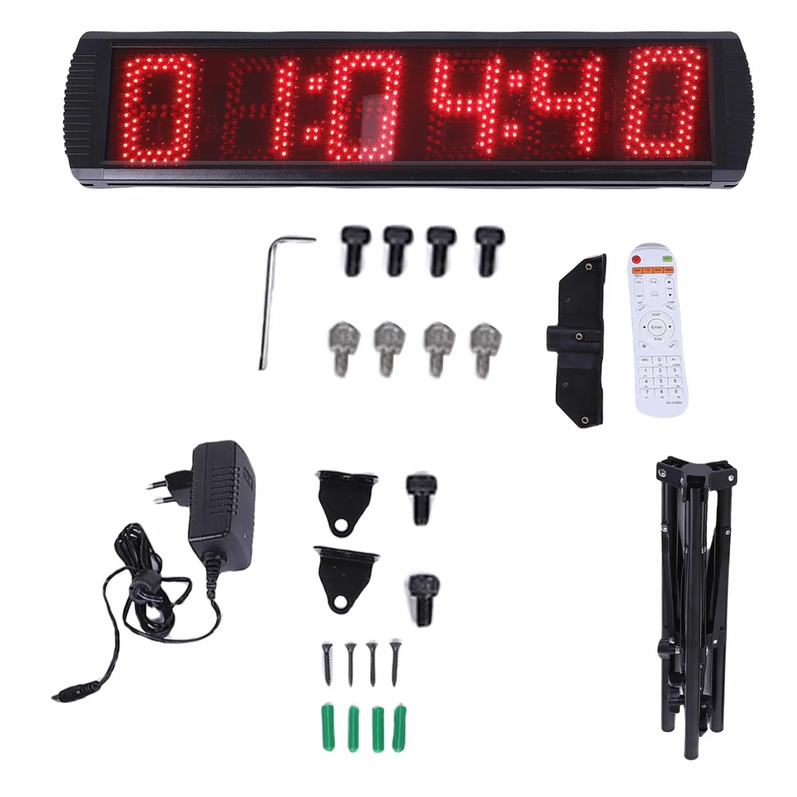 Jeffergarden Reloj Digital LED de Temporizador de 6 Dígitos con Trípode Control Remoto Cuenta Regresiva Cuenta Progresiva para Gimnasio Aula