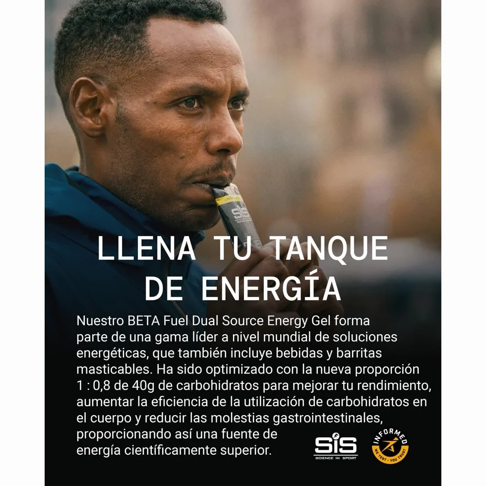 Science in Sport Beta Fuel Gel Energético Doble Fuente 30 x 60ml Naranja Vegano 40g Carbohidratos 1:0.8