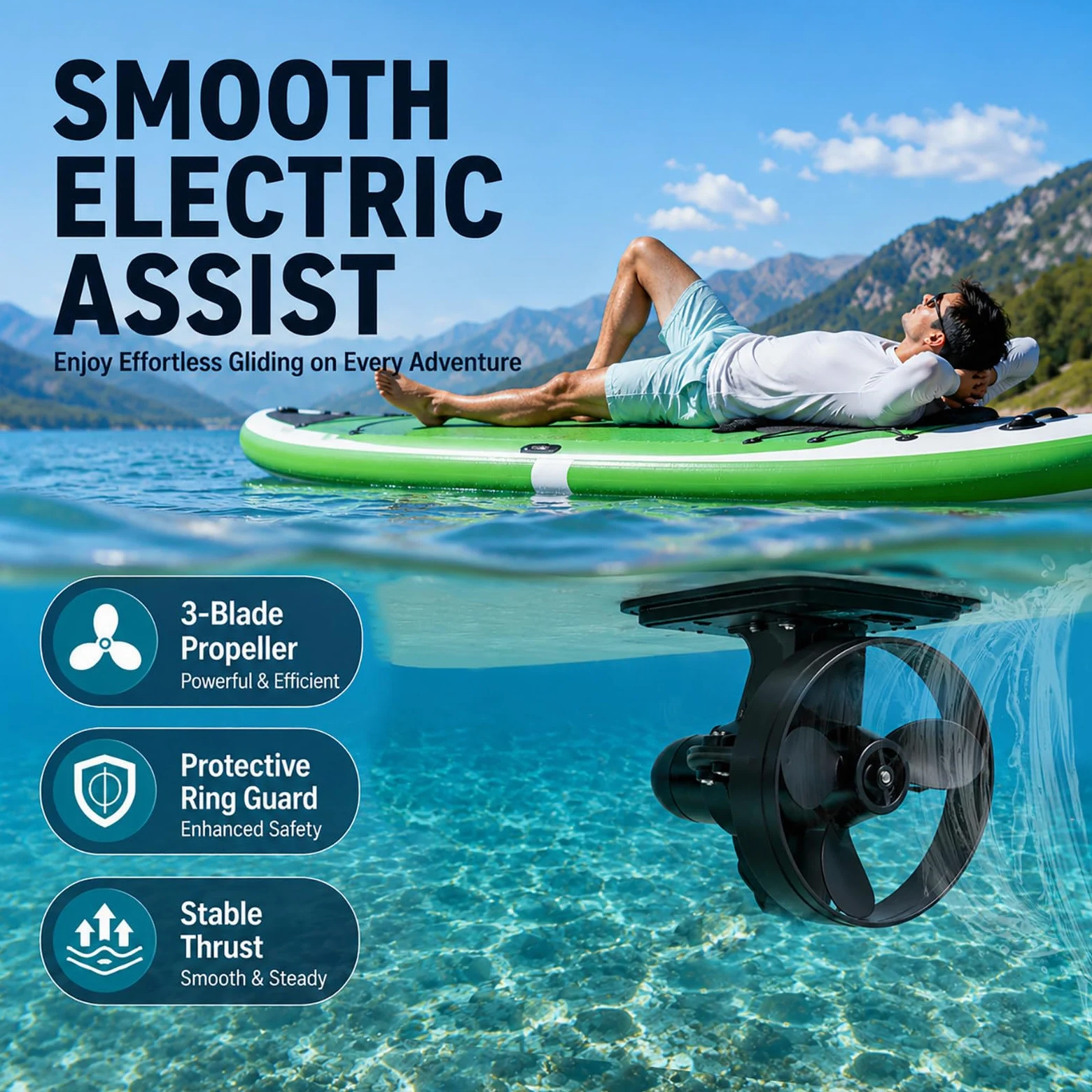 Motor Paddle Surf Electrico para Sup y Kayak, Motor para Paddle Surf con Control Remoto, Compatible con Caja de Aleta 9 Pulgadas D260