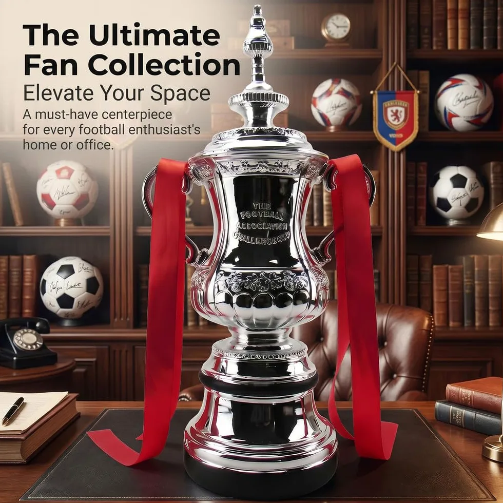 FA Cup Trofeo Réplica Fútbol Copa Plata Colección | Trofeo réplica FA Cup acabado plata para aficionados, coleccionistas, clubes y decoración deportiva