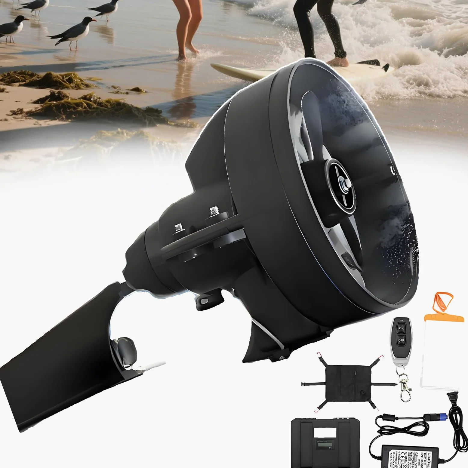 Motor Eléctrico para Kayak, Kit Motor para Kayak, Motor Arrastre 288w con Velocidad 5km/H, 90 Min Uso Continuo, Instalación Sin Herramientas En Los Rieles del Kayak