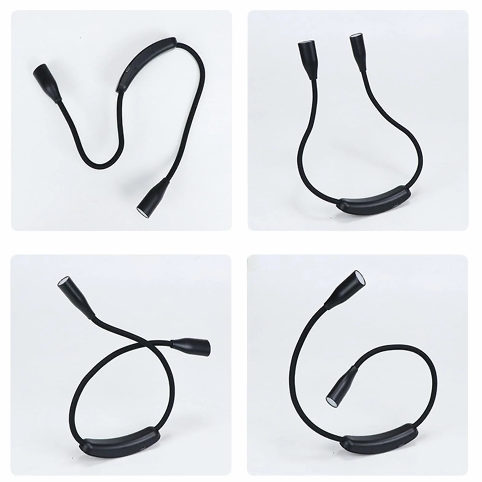 Luz de lectura LED recargable USB, lámpara de libro portátil flexible, brazo ajustable para acampar