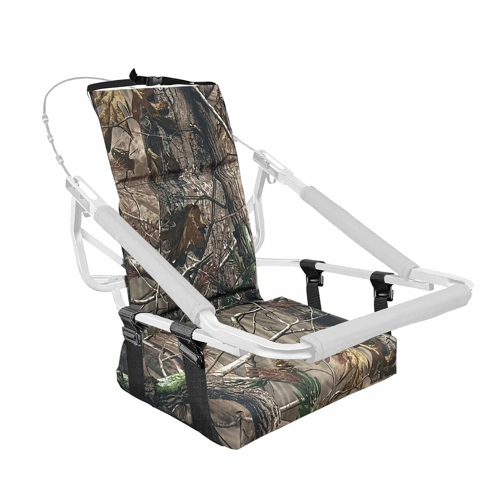 Asiento con soporte de escalera | Asientos Treestand de repuesto con correa ajustable | Almohadillas universales para rieles de asiento y árbol, accesorios de caza para soportes de escaleras y bloqueo