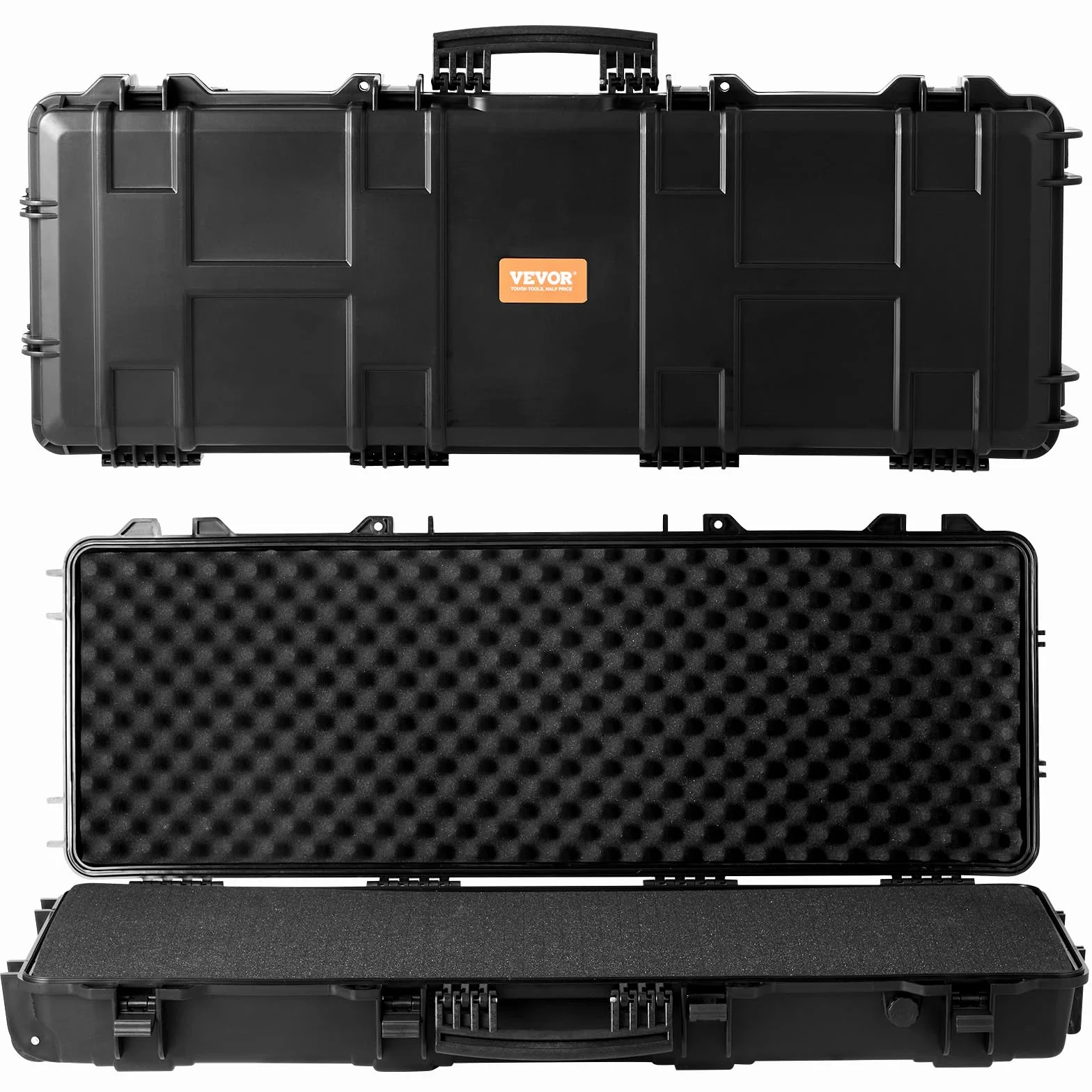 VEVOR Estuche Largo para Armas 109 cm Estuche Rígido para Rifle 3 Capas de Acolchado de Espuma Maletín para Rifle de Caza, con Cerradura, PP, Impermeable, Transporte Conveniente con Ruedas para Rifle