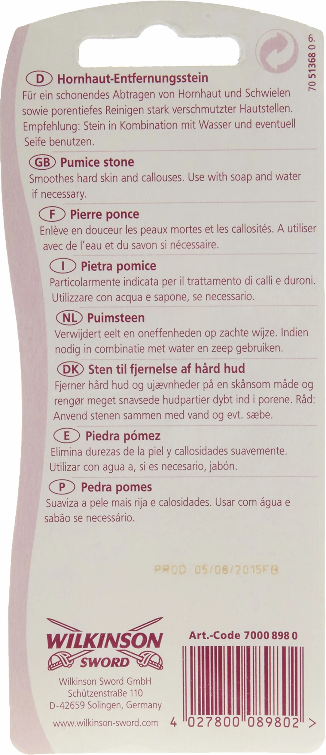 Wilkinson Sword Piedra quitacutículas manicura 1 unidad