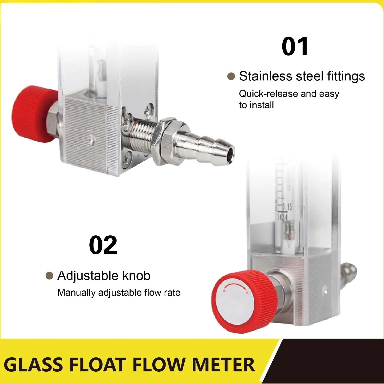 LZB-3WB - Medidor de flujo de flotación de vidrio, rotámetro de tubo de vidrio, micro medidor de flujo de gas para aire, nitrógeno y oxígeno, ajustable (contáctenos)