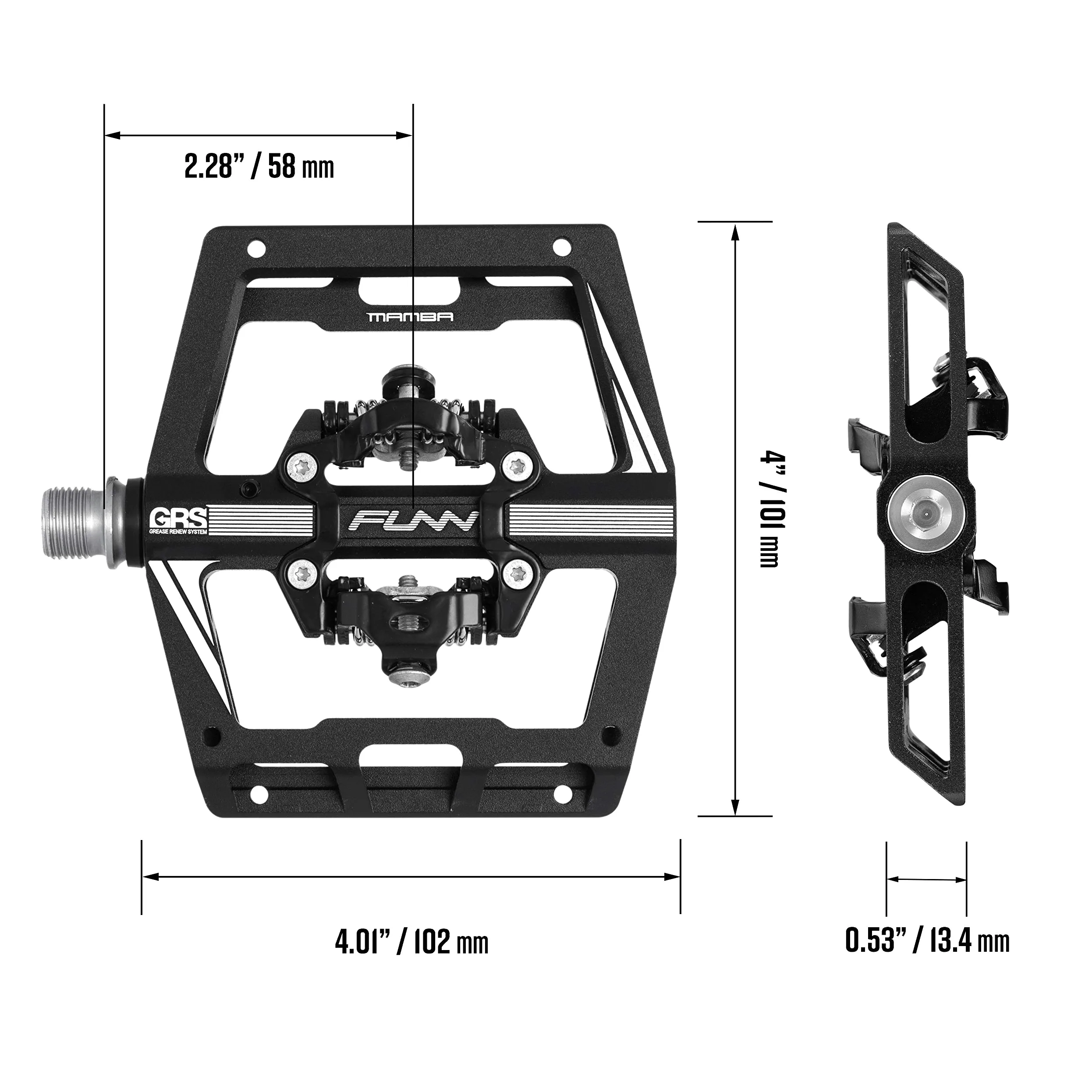 Funn Mamba Pedales Automáticos MTB, Doble Cara, Calas SPD (Gris) | Cuerpo de aleación 6061 mecanizado CNC, eje CrMo de 0.55 pulgadas, rodamiento de cartucho sellado con soporte de buje DU