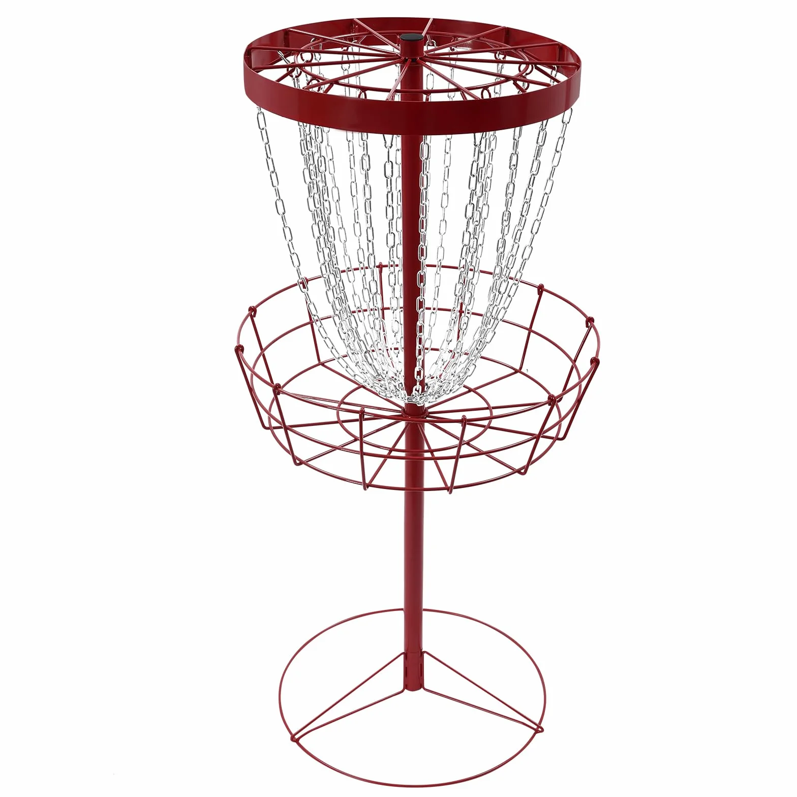 Disc Golf - Cesta de golf independiente con 24 cadenas, disco portátil, objetivo para ejercicio al aire libre, 64,5 cm de diámetro, con 4 clavos de suelo, adecuado para principiantes y