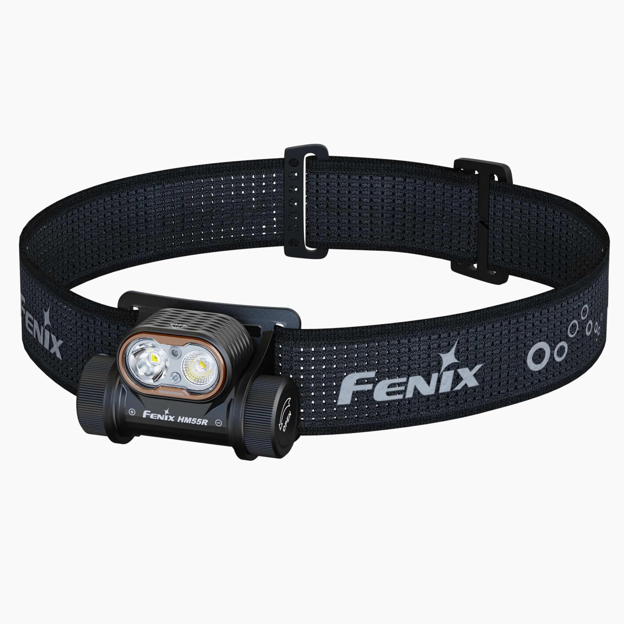 Fenix HM55R - Linterna frontal compacta recargable negra para exteriores, 1200 lúmenes, 175 m, más de 141 horas máximo, haz de luz blanca e inundación, haz rojo de 5 lúmenes, funcionamiento con un