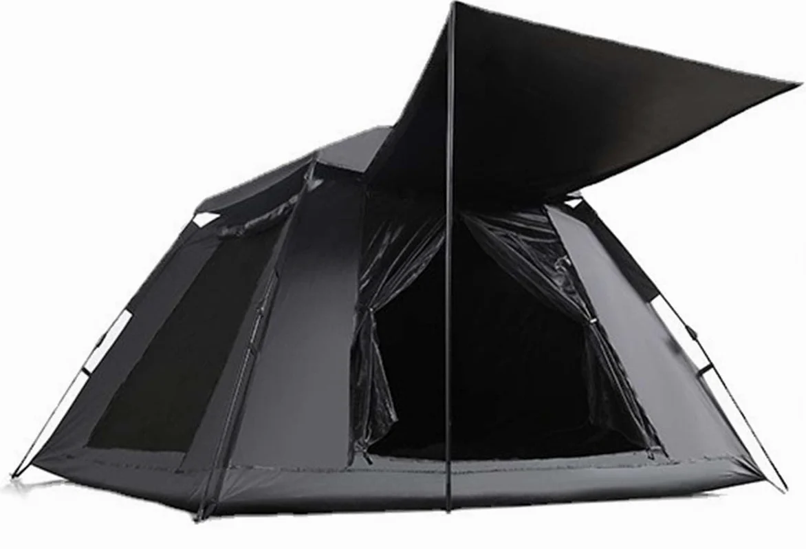 Tienda Blackout Automática 3-5 Personas Tienda de Acampada Familiar,Tienda de Acampada al Aire Libre para Playa y Senderismo,Negro,240 * 240 * 155cm