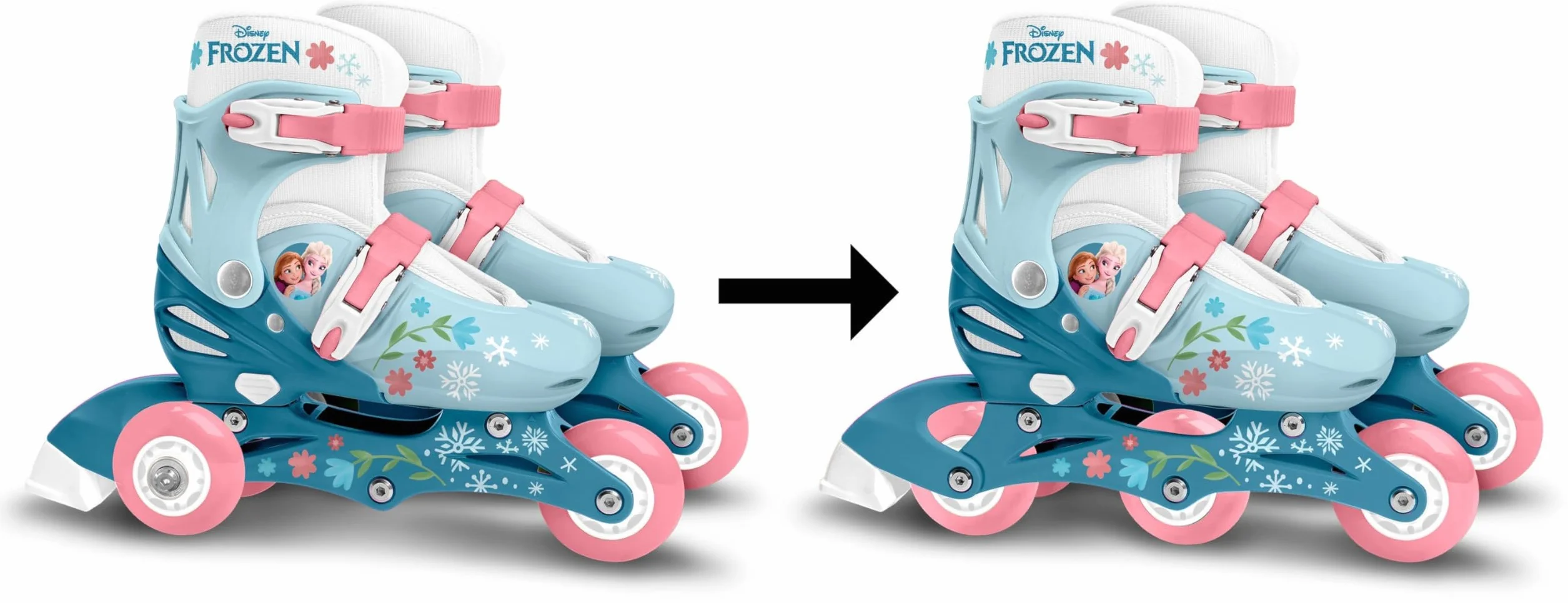 Frozen II Adjustable Two in One 3 Wheels Skate Azul 27-30