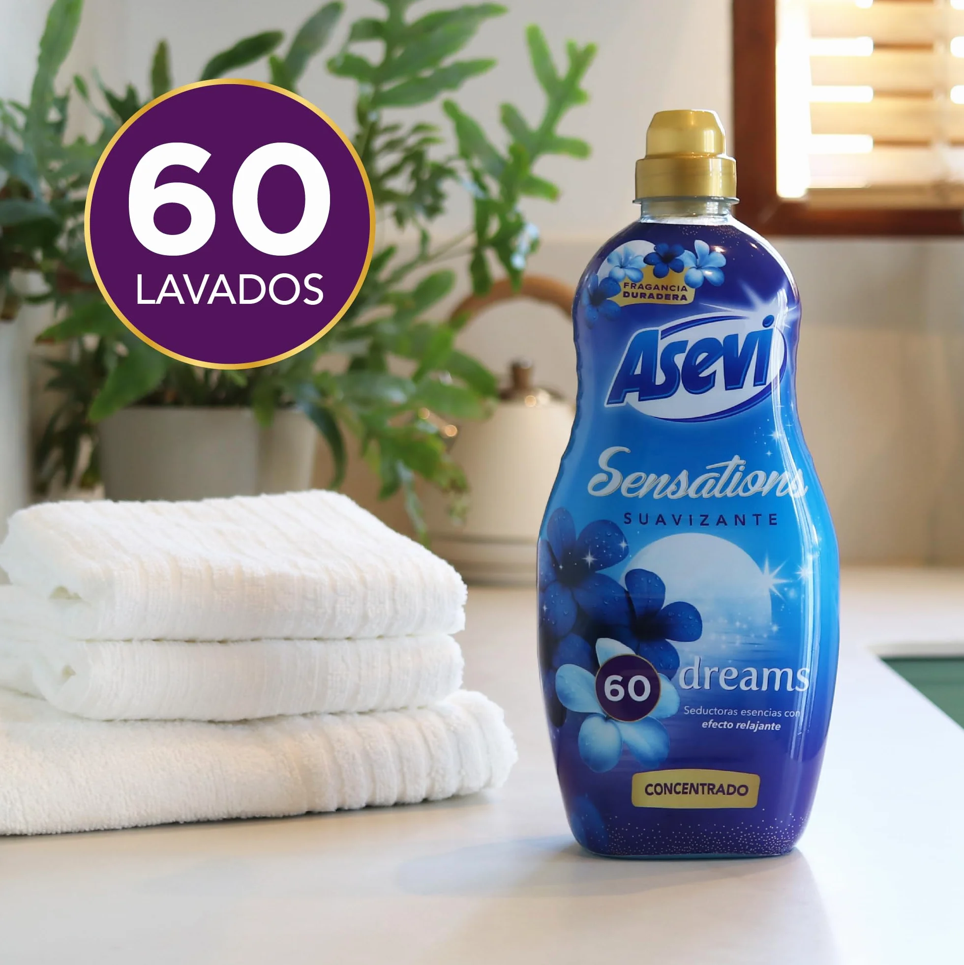 Asevi Suavizante para Ropa Sensations Dreams - Suavizante Concentrado para Lavadora - 60 Lavados