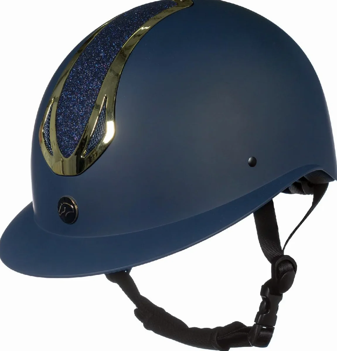 HKM Illusion Casco de Montar Azul Oscuro/Dorado L