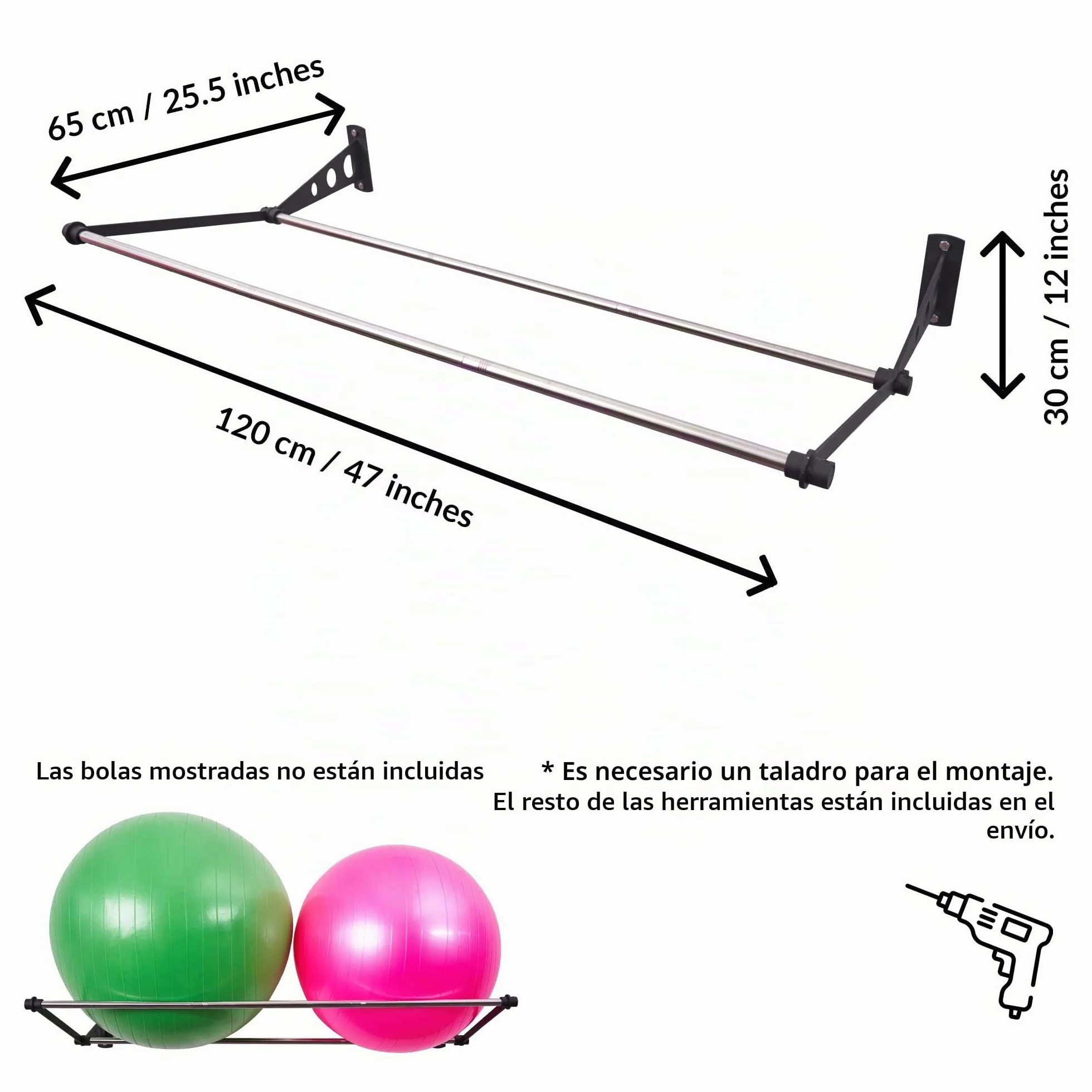 Soporte De Pared Para Pelotas De Ejercicio | Colgador De Pelotas | Para Pelotas De Yoga, Pelotas De Fitness | Soporte Pelotas Pilates Pared | Soporte Balon Futbol | Soporte Balon de Pilates