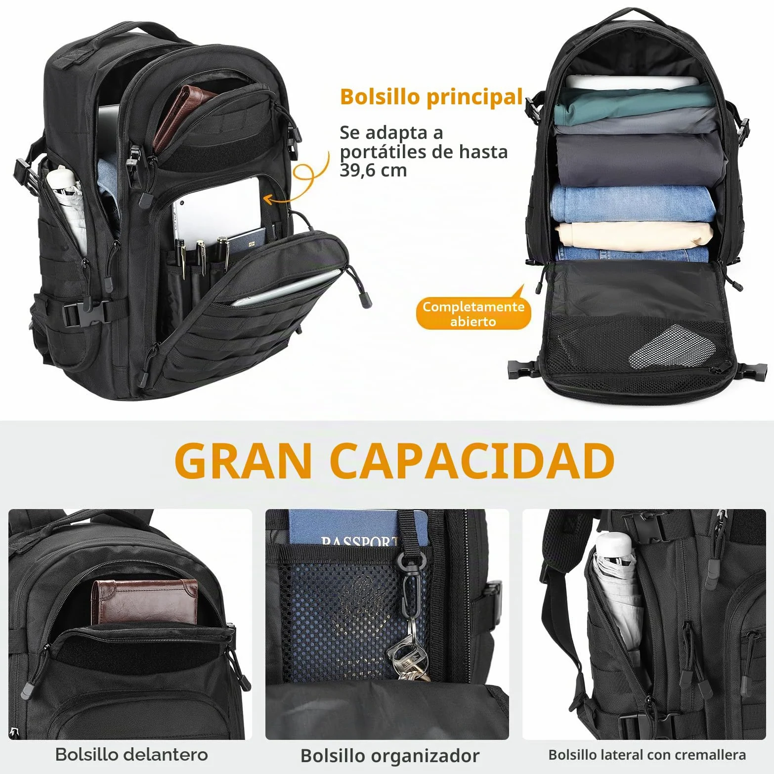 Mochila táctica militar de 30 L, 3 días, para senderismo, caza, trekking y camping y otras actividades al aire libre