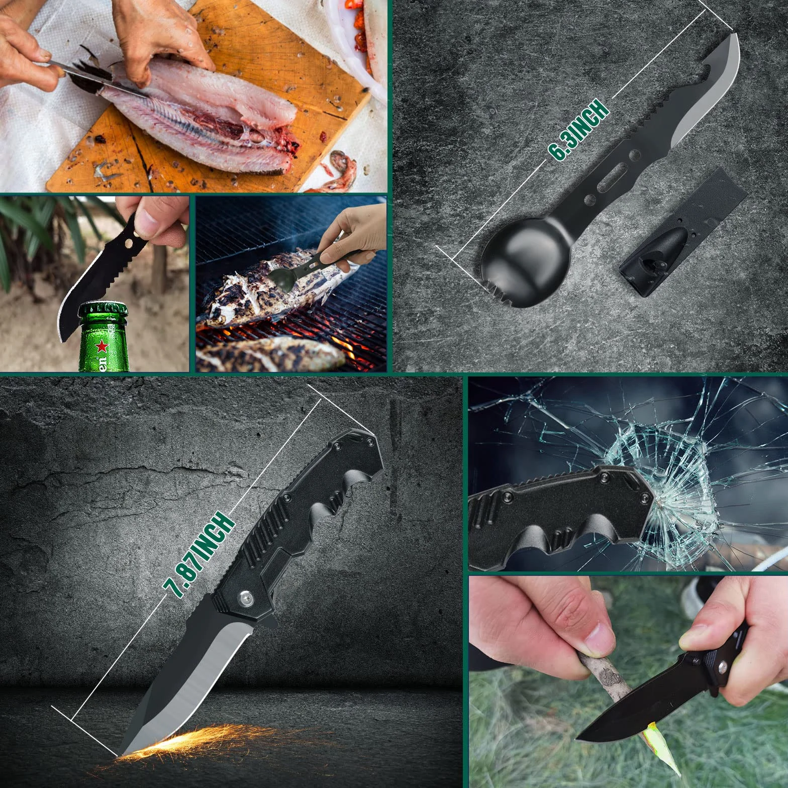 Kit de Supervivencia LC-dolida 54 en 1, Kit de Supervivencia de Emergencia al Aire Libre con Cuchillo/Linterna táctica para Acampar/bushcraft/Senderismo/Caza/Aventuras al Aire Libre