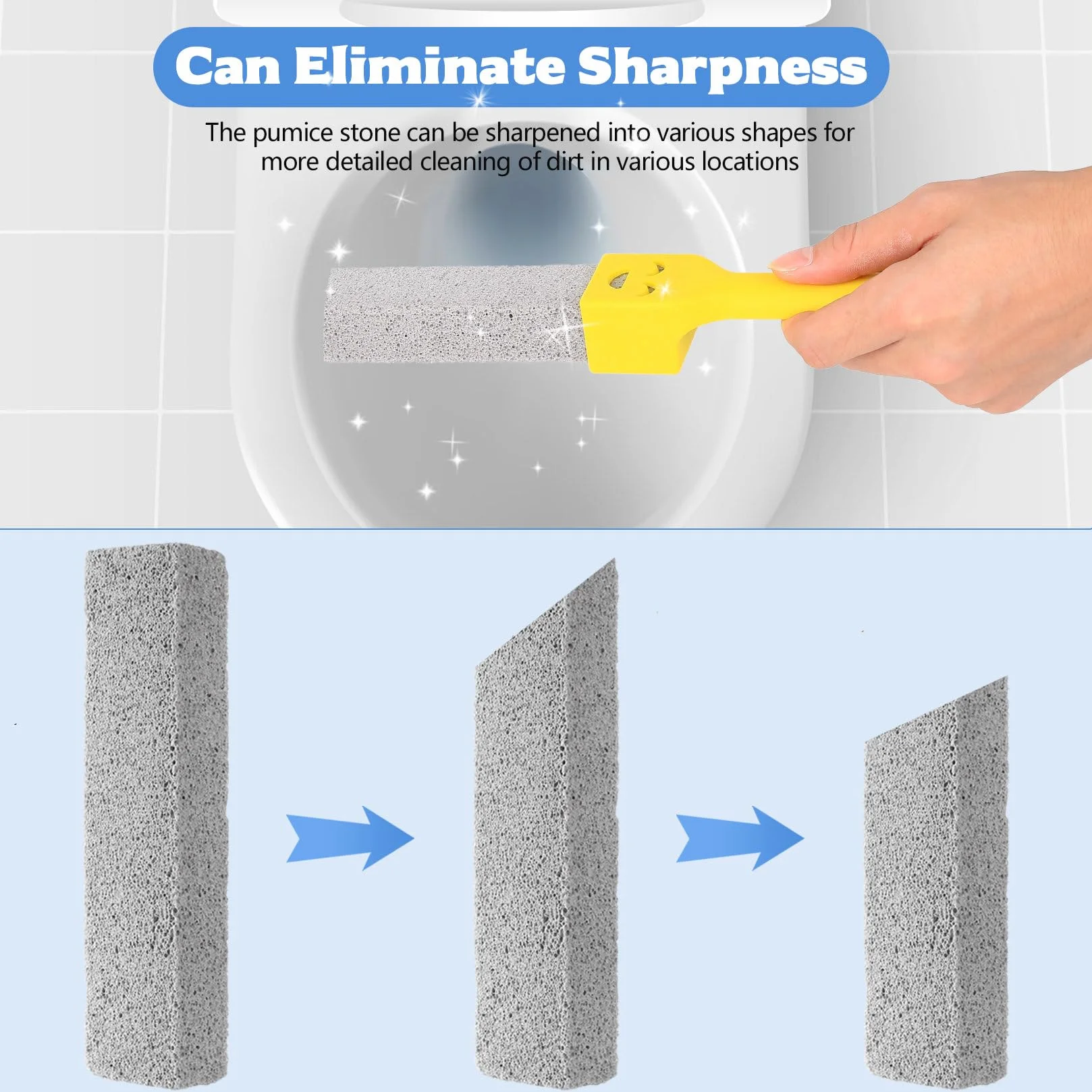 Piedra Pomez para Limpieza WC Baño, Bloque de Inodoro con 2 Mango, Pumice Stone Cleaning Block Reemplazable