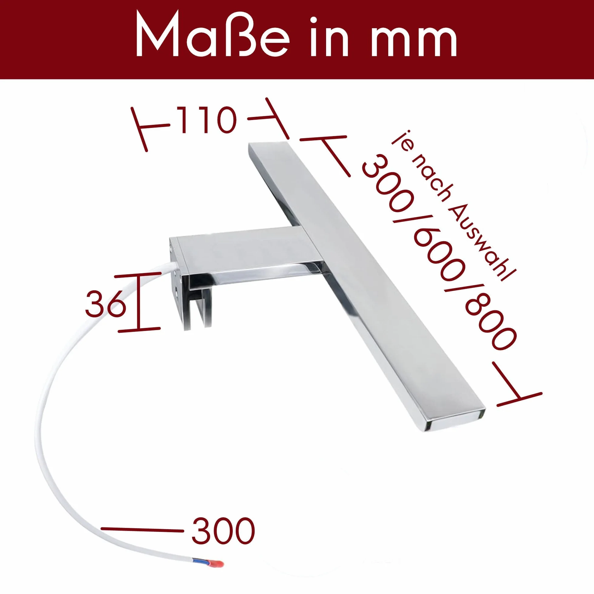 Aurinko Lámpara de baño LED 230V 300mm blanco cálido Cromo