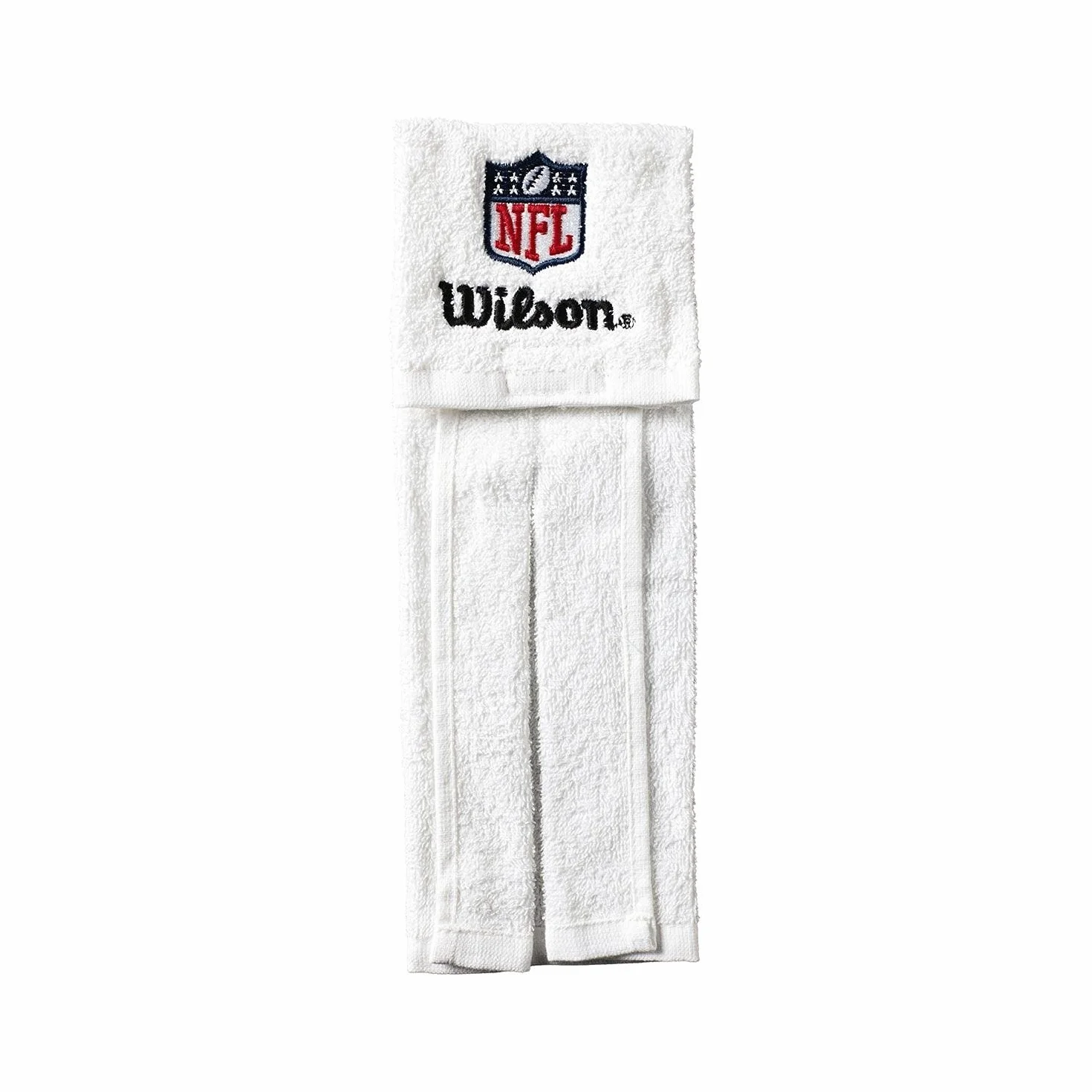 Wilson Toalla de fútbol NFL Field Towel, ​​Algodón, Cinta de Velcro, Blanco