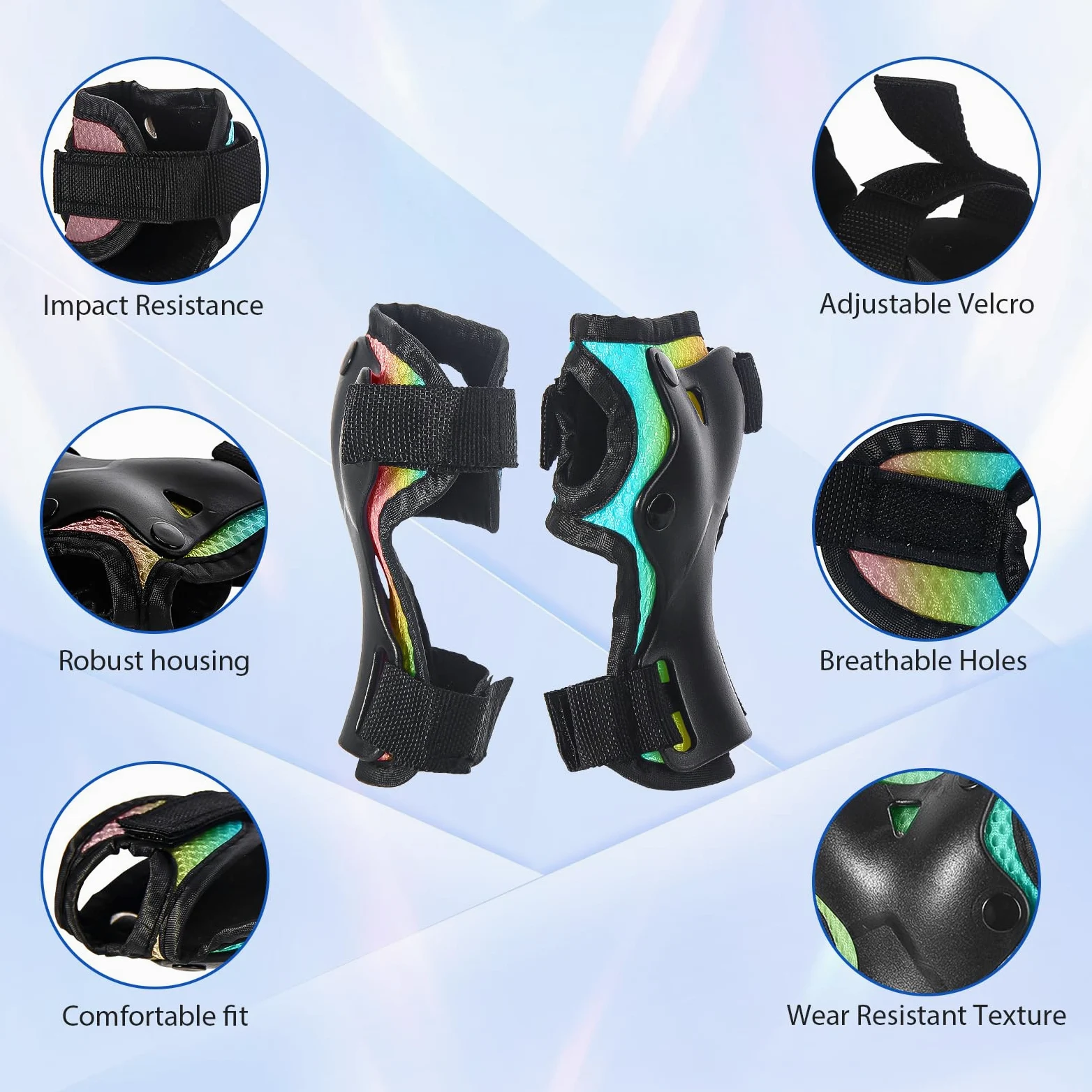 Almohadillas para monopatín para niños, jóvenes, adultos, coderas y muñequeras, equipo de protección, correas dobles fuertes y clips ajustables de fácil fijación para patineta, patinaje,
