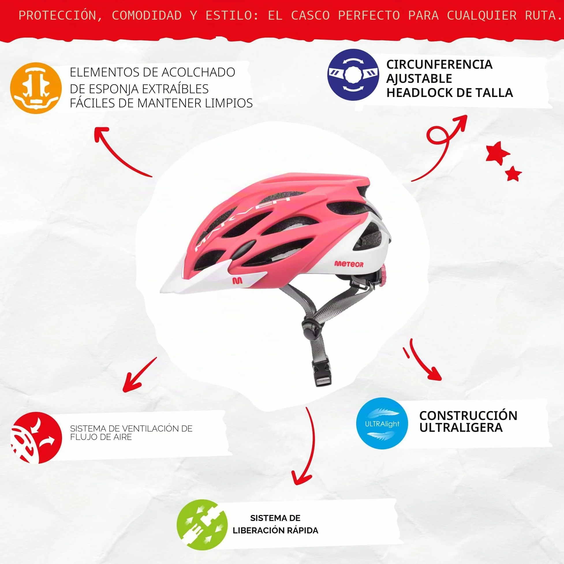 Casco Bicicleta - Helmet Ciclismo para Jóvenes y Adulto - Bicicleta Patineta Skate Patines Monopatines - Bici Accesorios - Marven