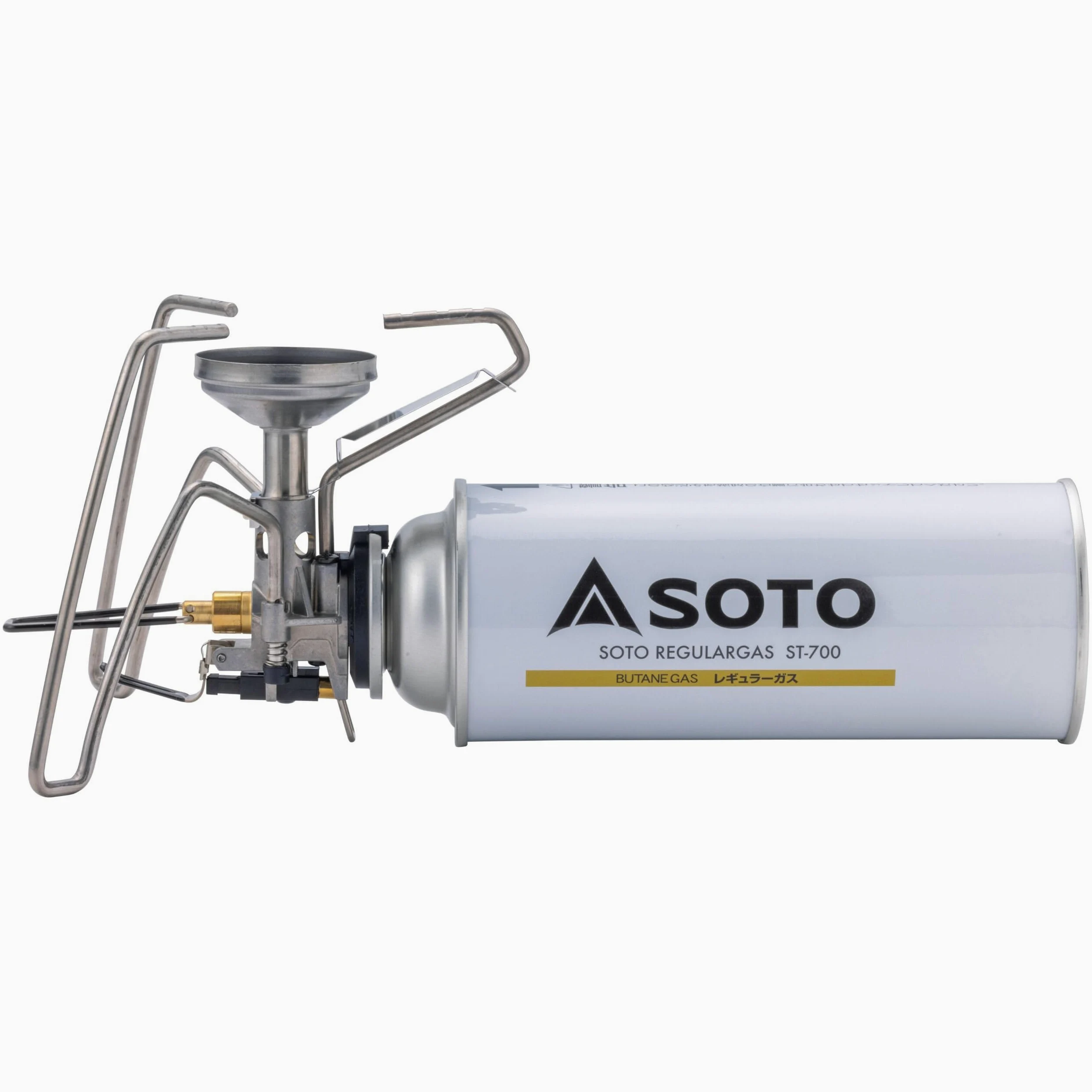 SOTO TriTrail Hornillo de gas para camping (135 g) – Cocina ultraligera para exteriores para cartuchos MSF-1a, con encendido piezoeléctrico, cabezal cóncavo, micro regulador, fabricado en Japón