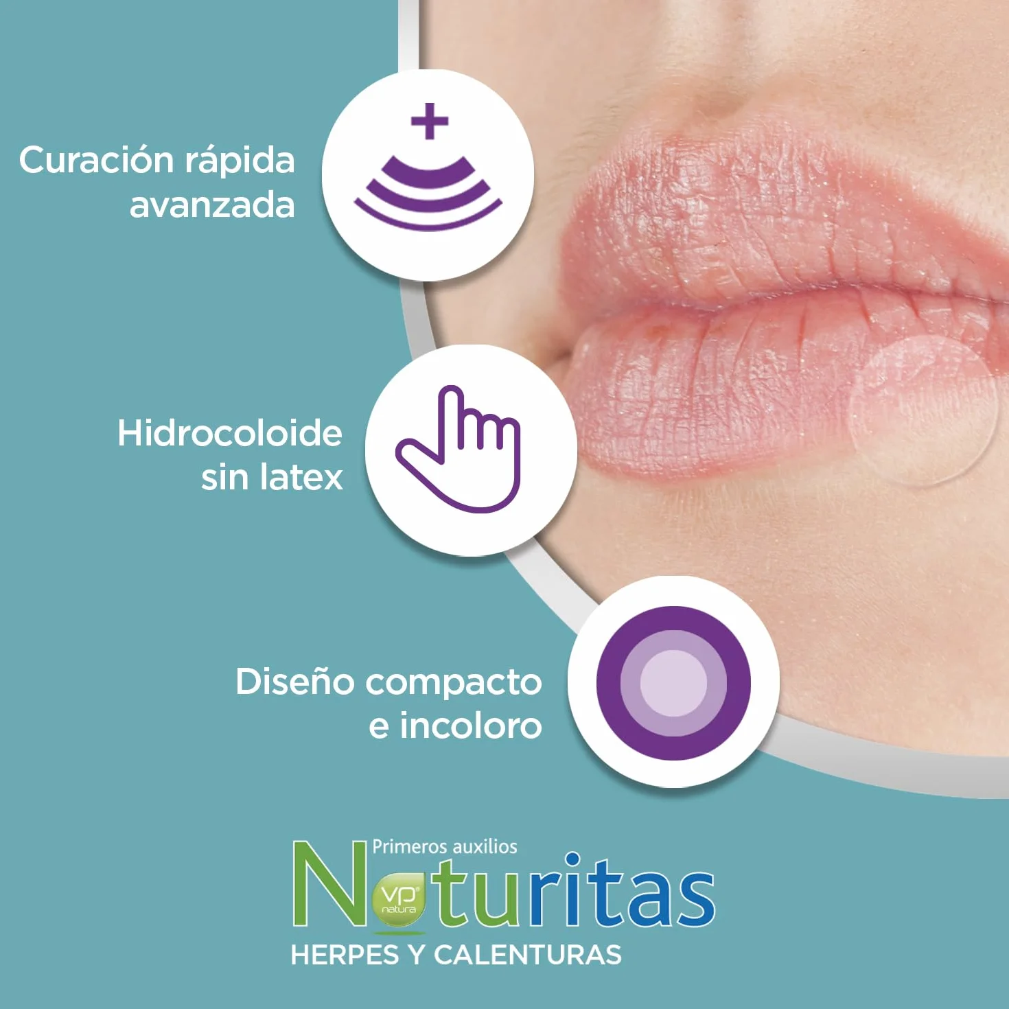 Parches Herpes Labial Apósito Hidrocoloide Calenturas Transpirable Sin Medicamentos Curación Rápida 12 Horas Protección 15 Parches