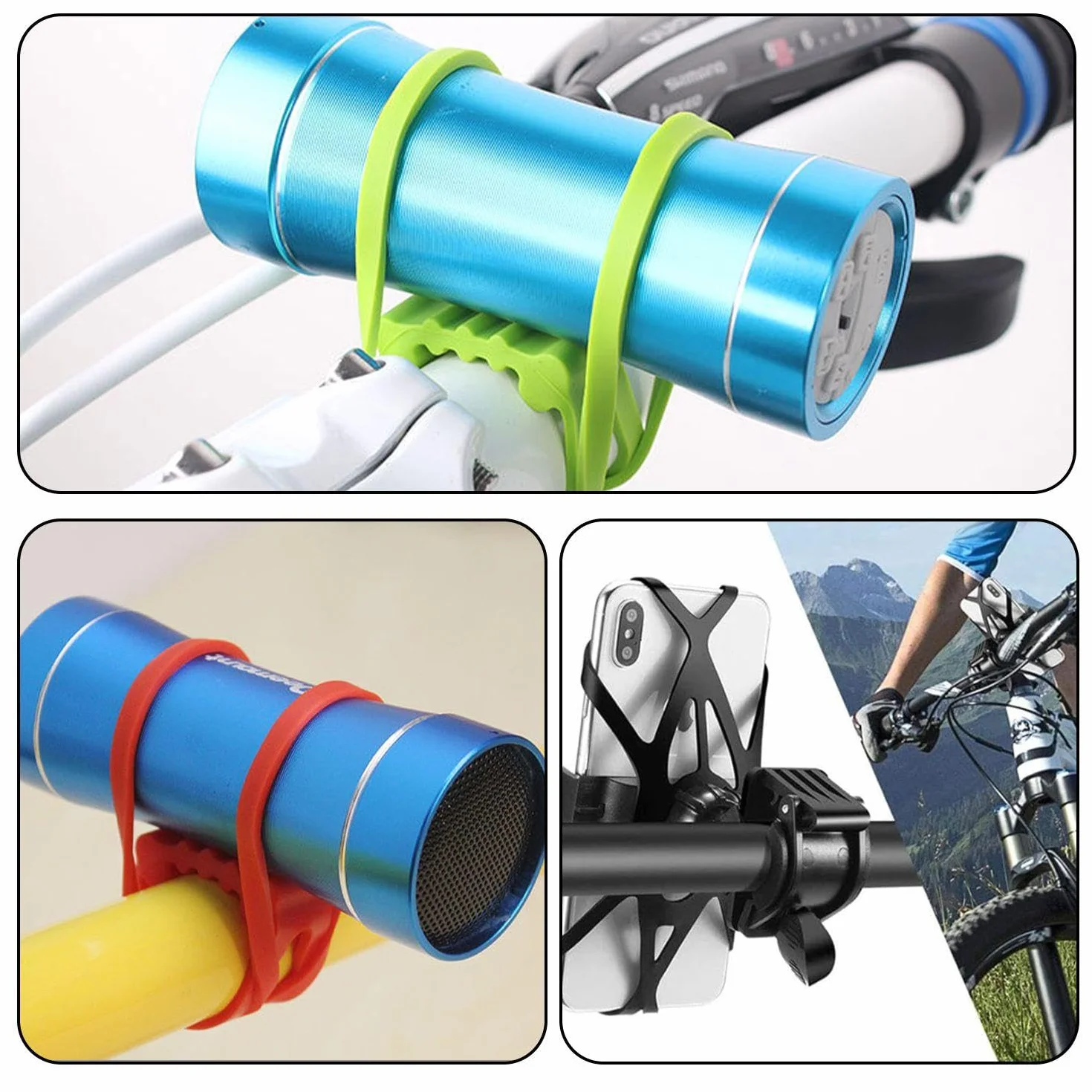 5 Bandas De Silicona para Bicicleta Y 3 Bandas De Silicona para Teléfono Móvil, Accesorios para Bicicleta, Herramientas De Soporte para Manillar, Bandas Fijas Elásticas Multifuncionales