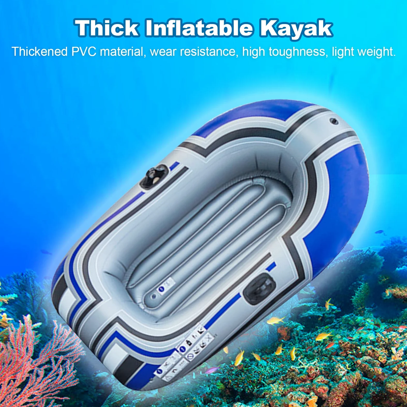 SIXRUN Bote Inflable, Kayak de Material de PVC Engrosado para una Sola, con Diseño Plegable para Caminatas y Actividades Al Aire Libre, 150 Cm, Capacidad de 80 Kg