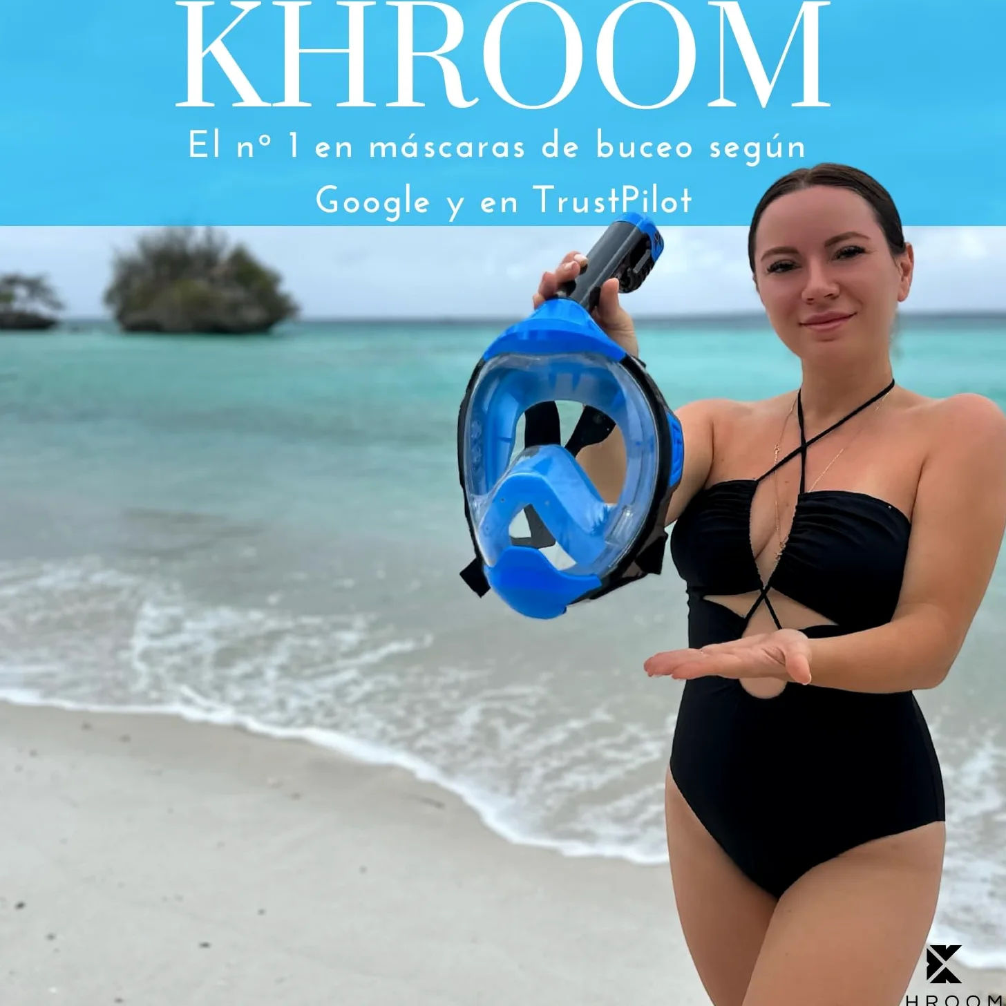 Khroom Máscara de esnórquel para Adultos y niños - Seaview Y | Sin Problemas de CO2 | Máscara Completa para Snorkeling| Equipo de Snorkel con máscara Integral Completa para Adultos S/M Blanco+Case