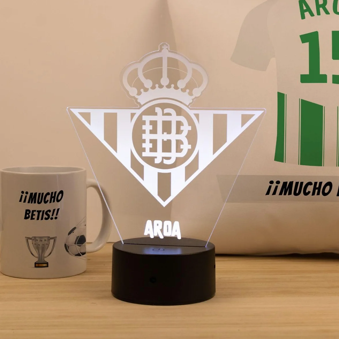 Lámpara LED Personalizada Betis Escudo con Luz Regalo Original Fútbol