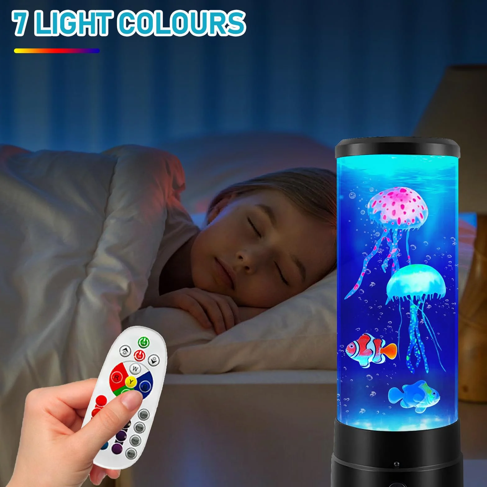 PORFOYO Lámpara de medusas lava 17 modos cambio color mando distancia luz nocturna acuario